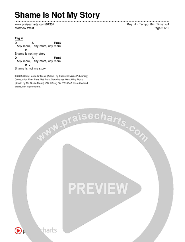 Shame Is Not My Story Chords & Lyrics (Matthew West)