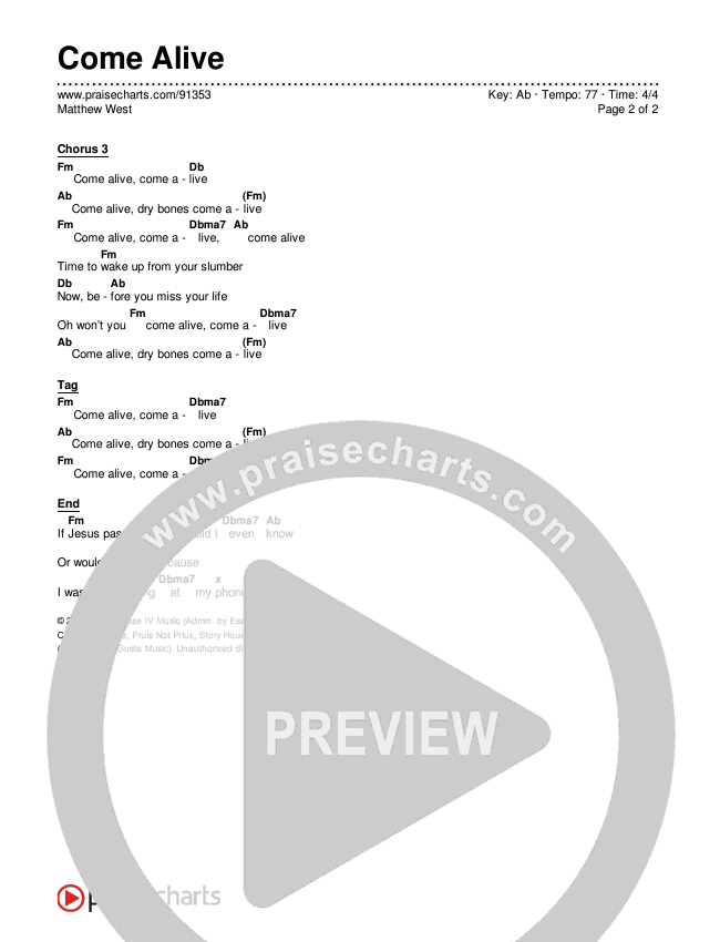 Come Alive Chords & Lyrics (Matthew West)
