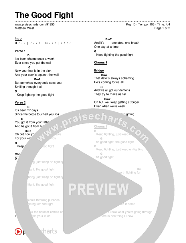 The Good Fight Chords & Lyrics (Matthew West)