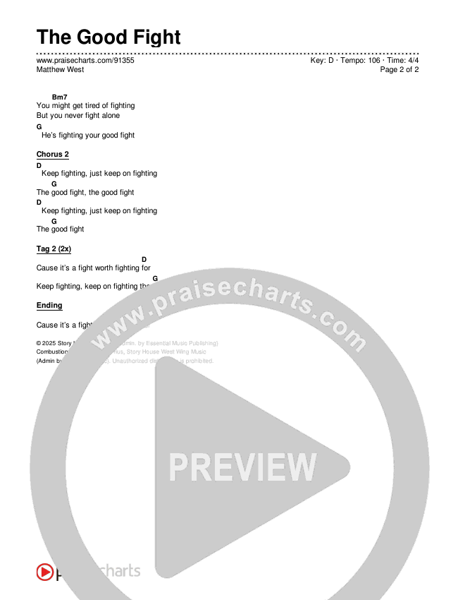 The Good Fight Chords & Lyrics (Matthew West)