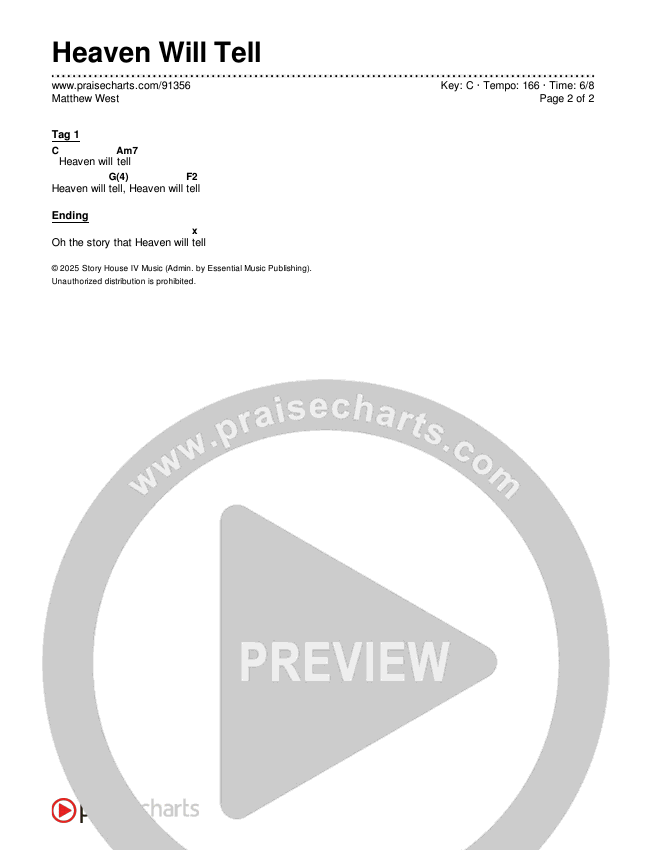 Heaven Will Tell Chords & Lyrics (Matthew West)