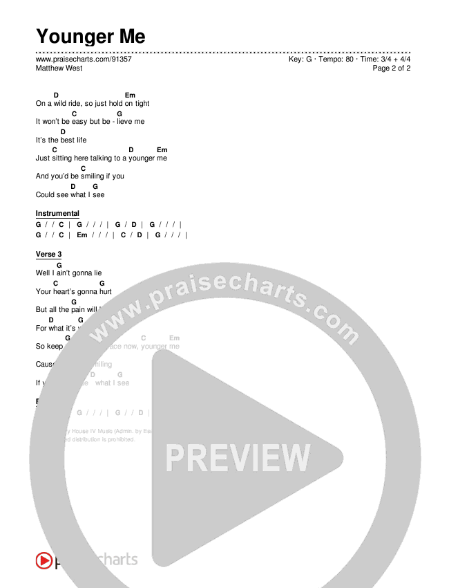 Younger Me Chords & Lyrics (Matthew West)