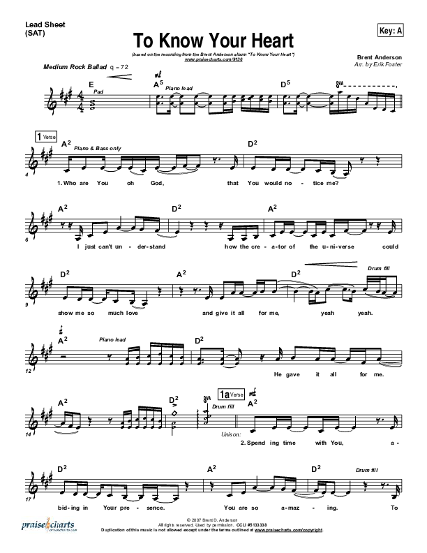 To Know Your Heart Lead (SAT) (Brent Anderson)