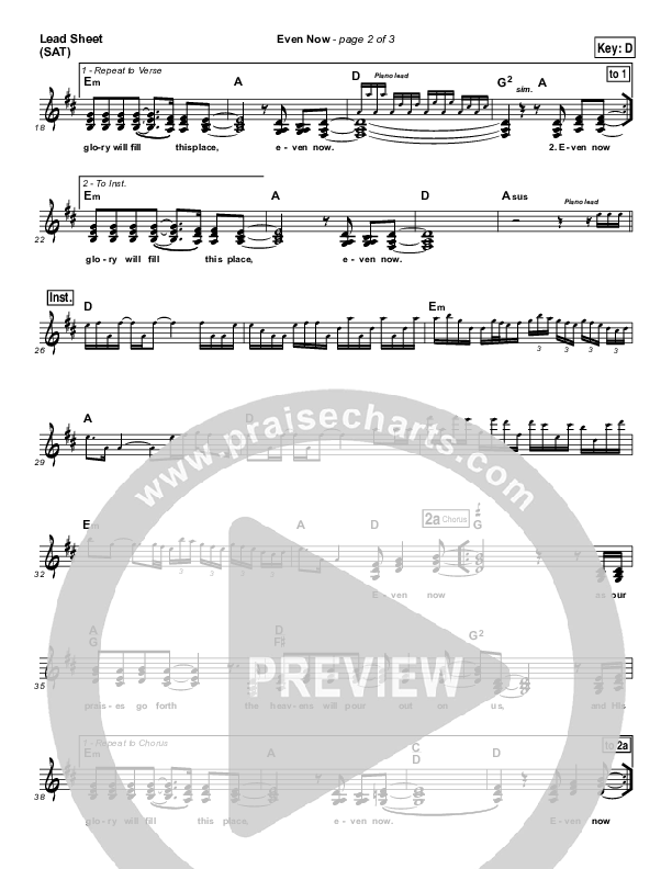 Even Now Lead Sheet (SAT) (Brent Anderson)