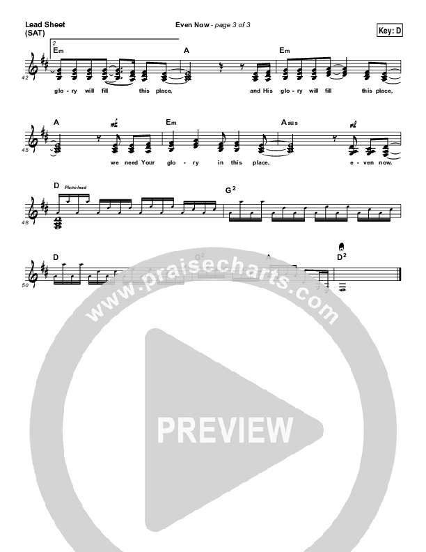 Even Now Lead Sheet (SAT) (Brent Anderson)