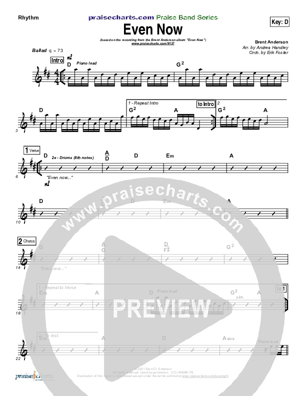 Even Now Rhythm Chart (Brent Anderson)