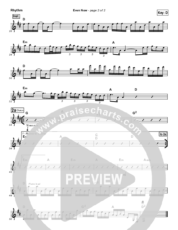 Even Now Rhythm Chart (Brent Anderson)