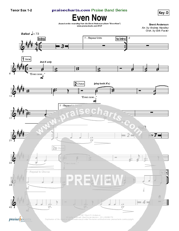 Even Now Tenor Sax 1/2 (Brent Anderson)