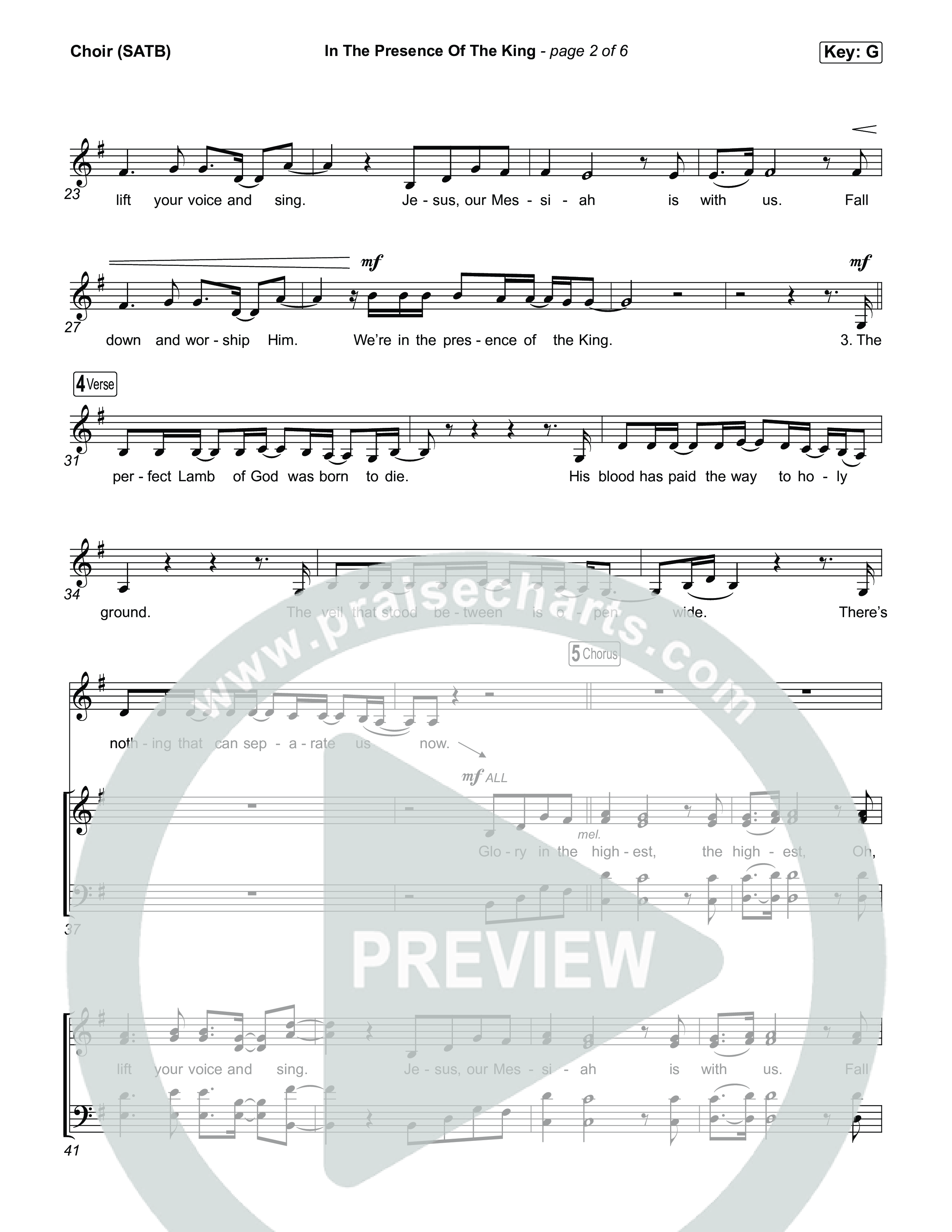 In The Presence Of The King Choir Sheet (SATB) (Charity Gayle)