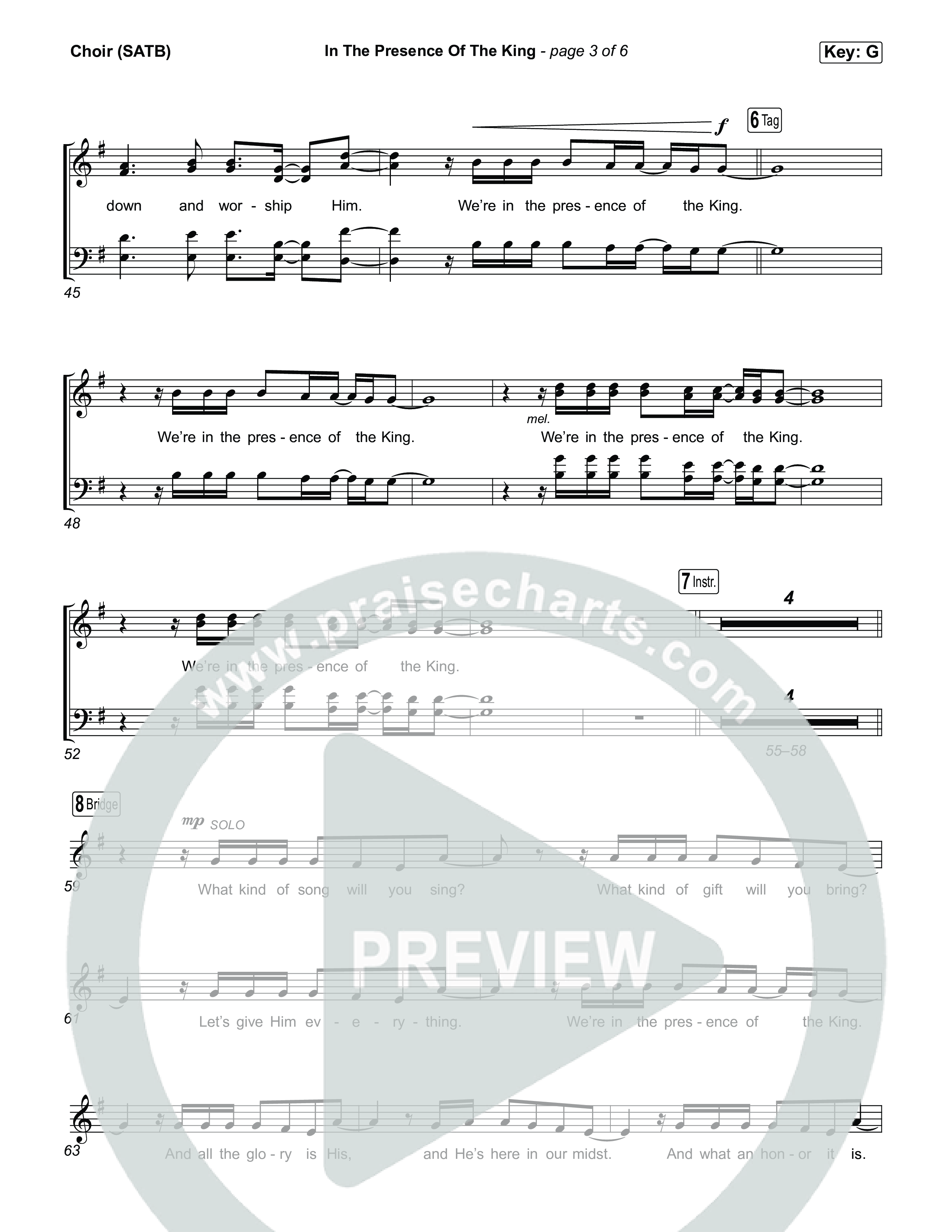 In The Presence Of The King Choir Sheet (SATB) (Charity Gayle)