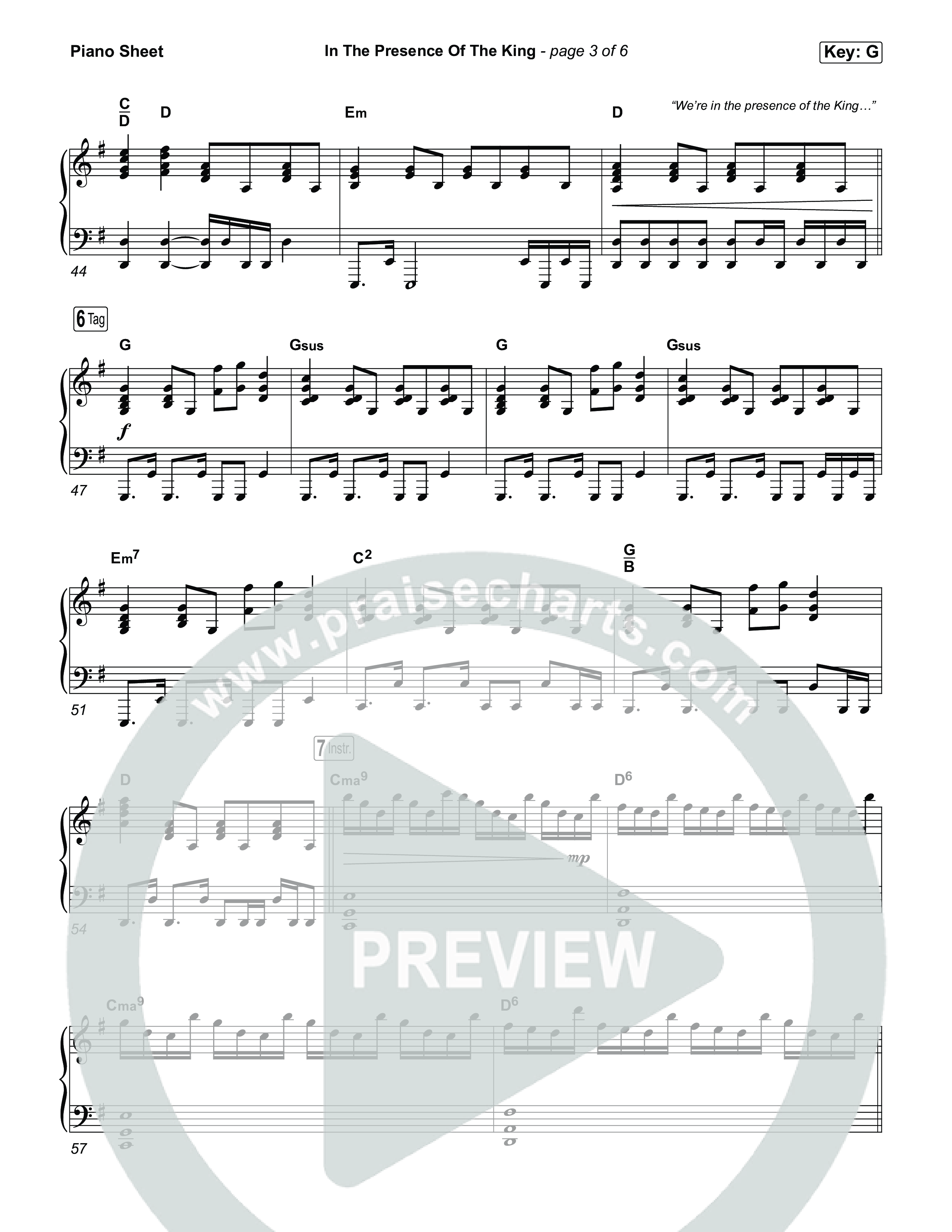 In The Presence Of The King Piano Sheet (Charity Gayle)