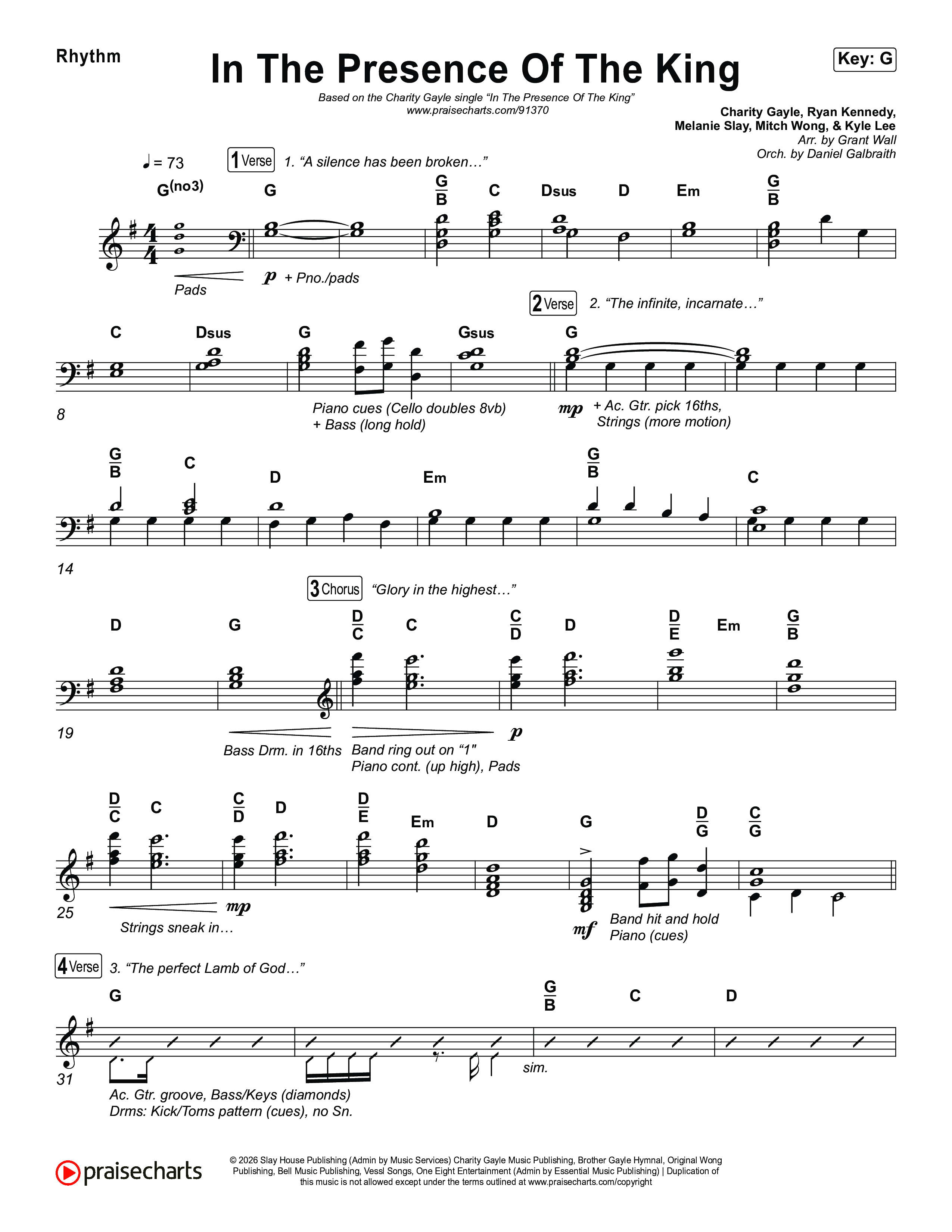In The Presence Of The King Rhythm Chart (Charity Gayle)