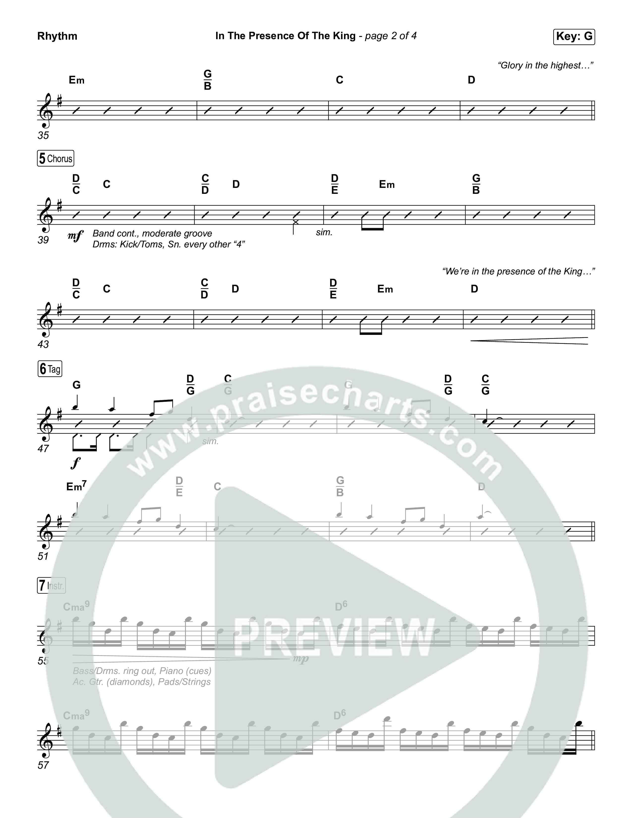 In The Presence Of The King Rhythm Chart (Charity Gayle)