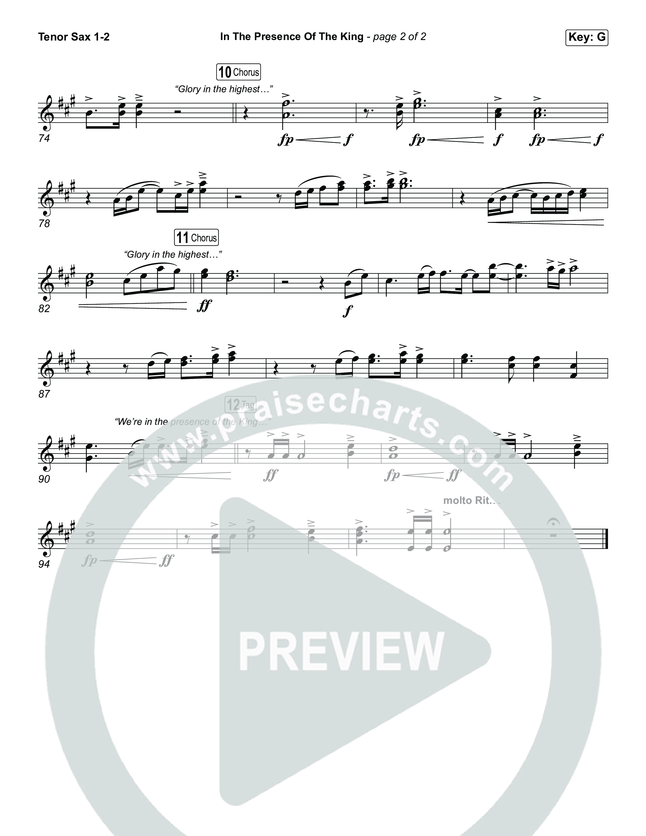 In The Presence Of The King Tenor Sax 1,2 (Charity Gayle)