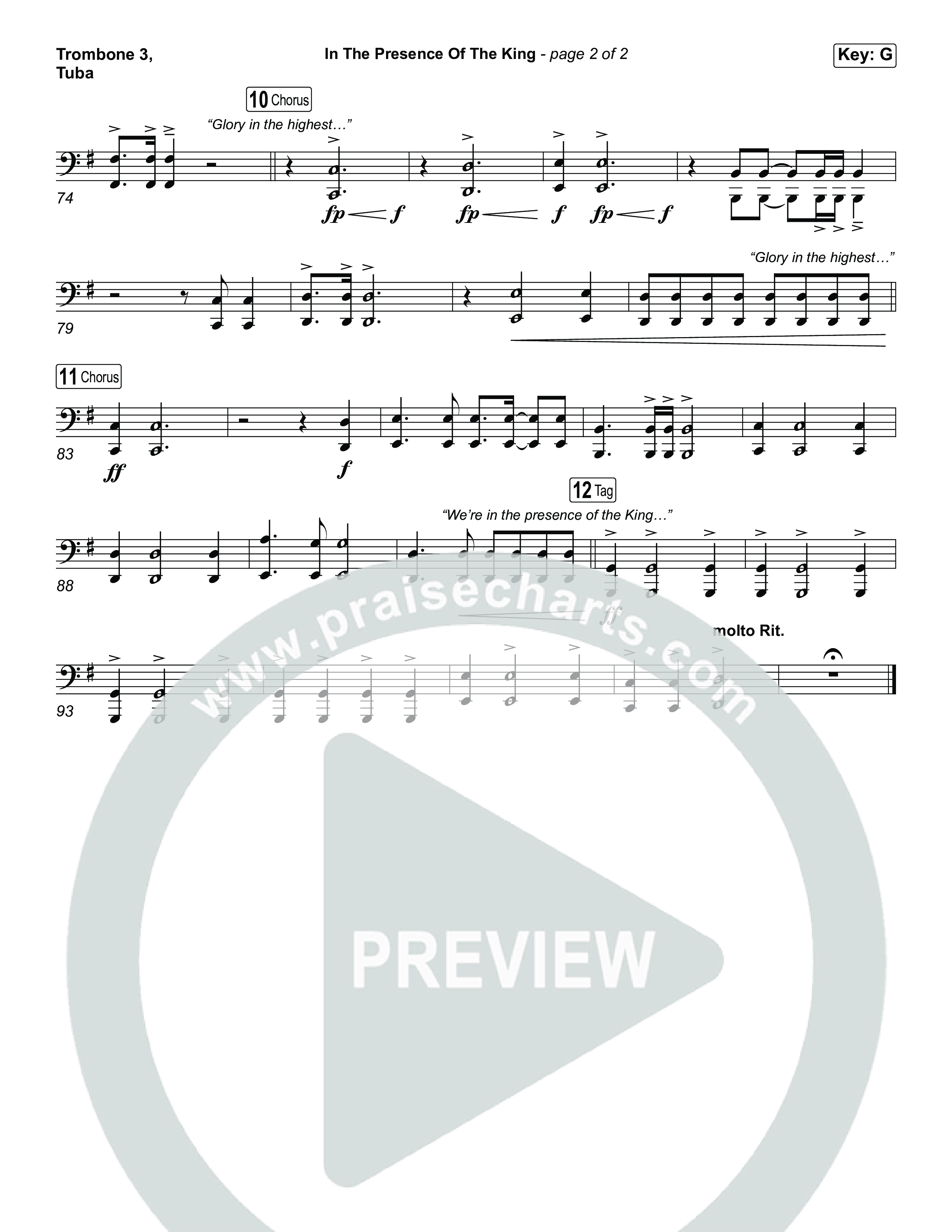 In The Presence Of The King Trombone 3/Tuba (Charity Gayle)