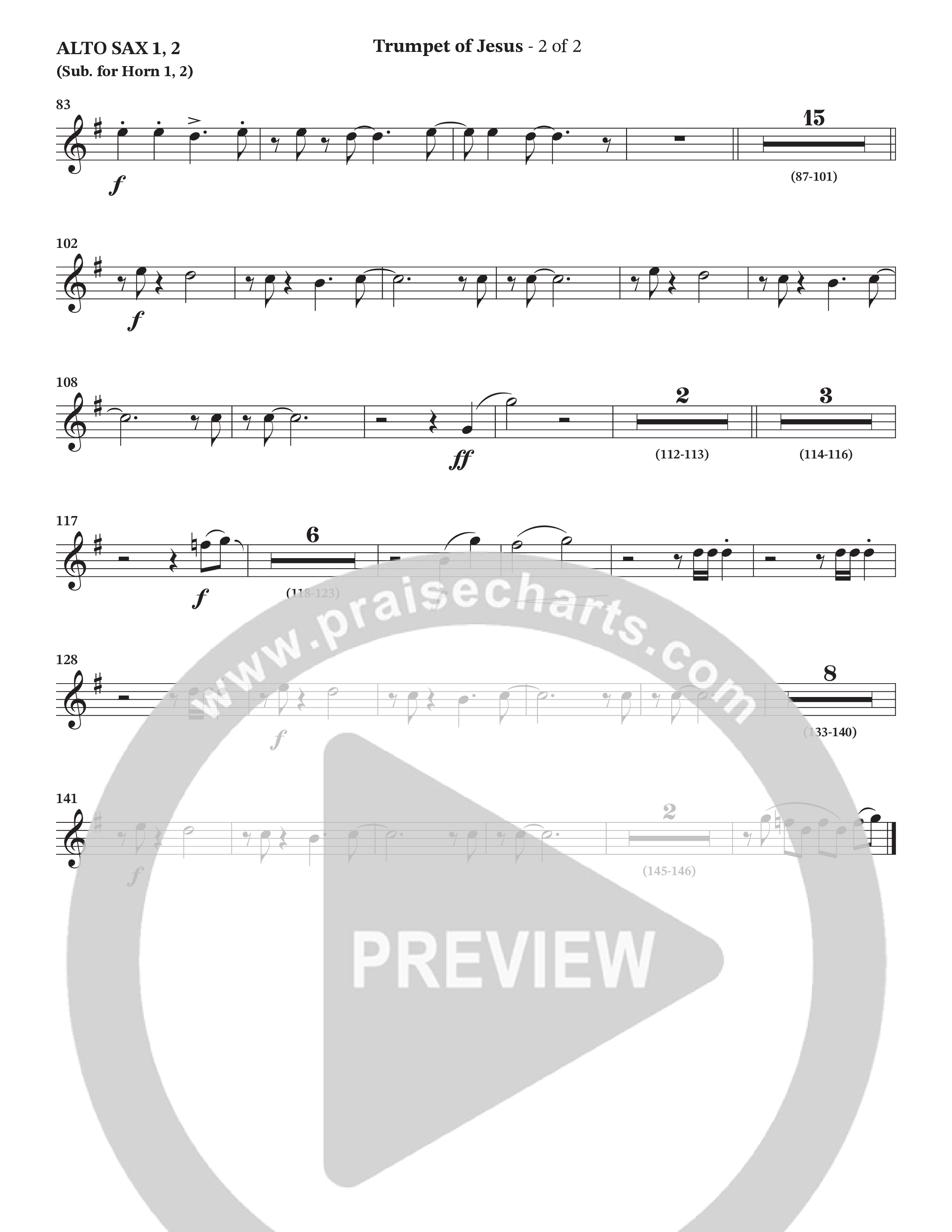 Trumpet Of Jesus (Choral Anthem SATB) Alto Sax 1/2 (Charles Billingsley / Russ Taff / Arr. Wayne Haun)