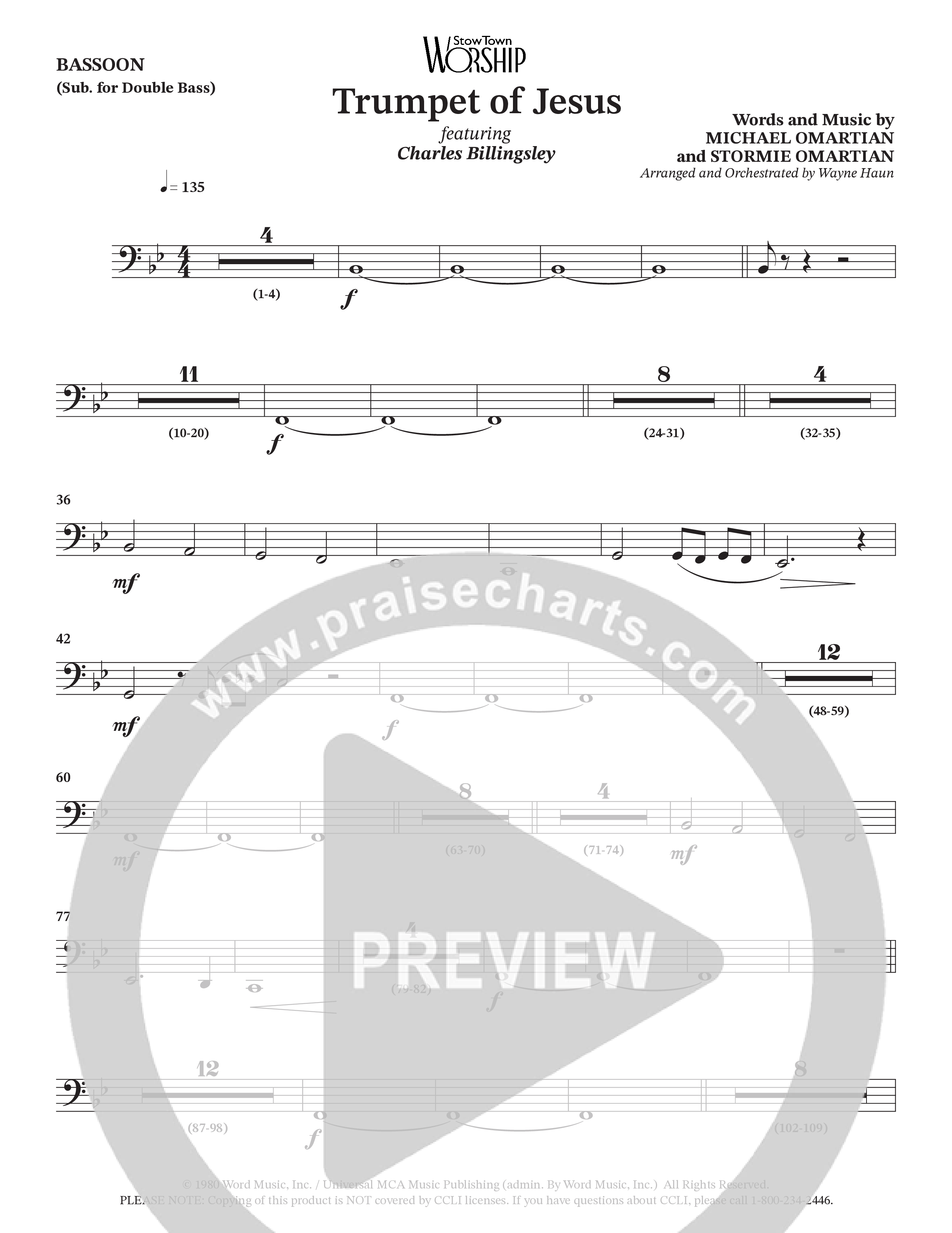 Trumpet Of Jesus (Choral Anthem SATB) Bassoon (Charles Billingsley / Russ Taff / Arr. Wayne Haun)