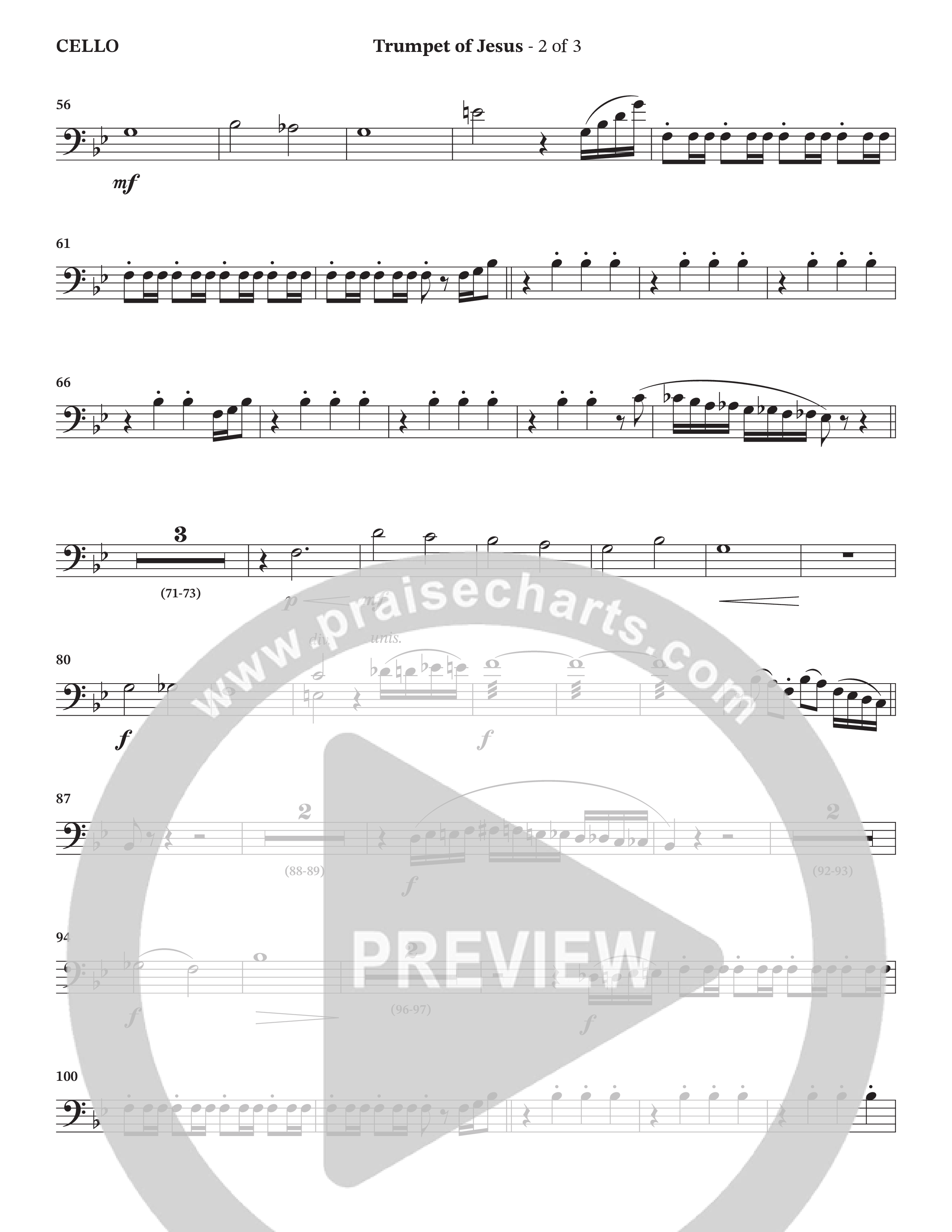 Trumpet Of Jesus (Choral Anthem SATB) Cello (Charles Billingsley / Russ Taff / Arr. Wayne Haun)