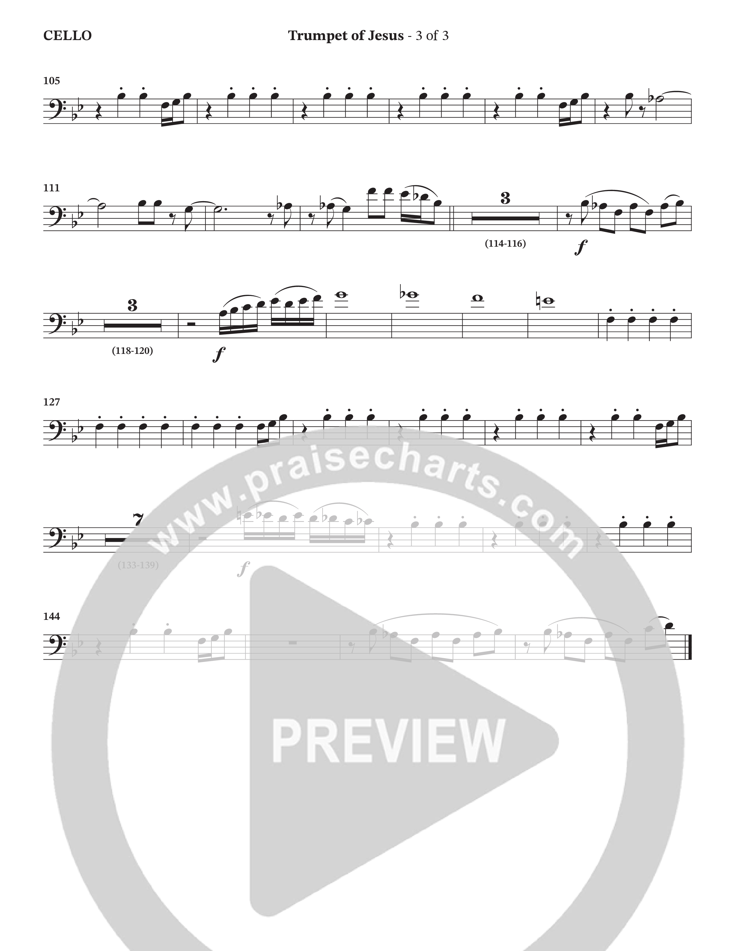 Trumpet Of Jesus (Choral Anthem SATB) Cello (Charles Billingsley / Russ Taff / Arr. Wayne Haun)