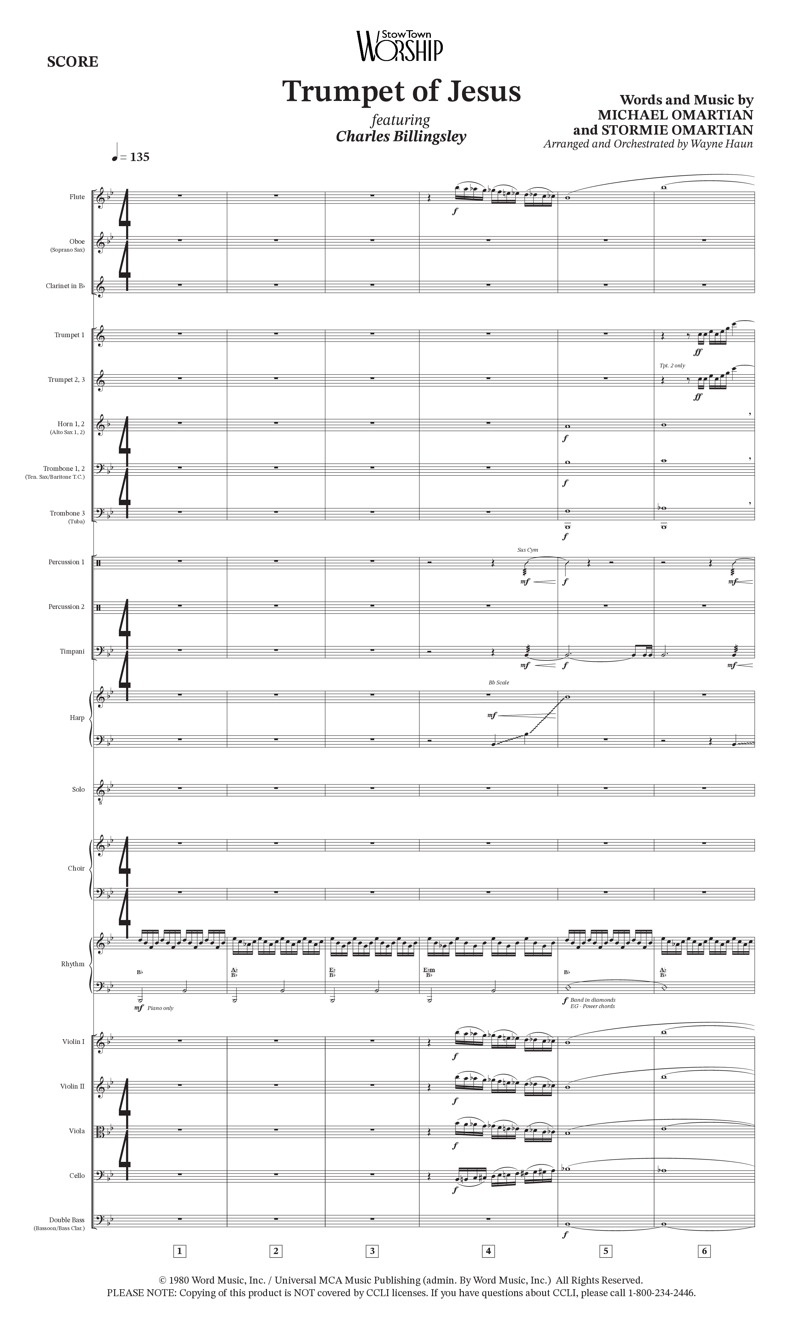 Trumpet Of Jesus (Choral Anthem SATB) Orchestration (Charles Billingsley / Russ Taff / Arr. Wayne Haun)
