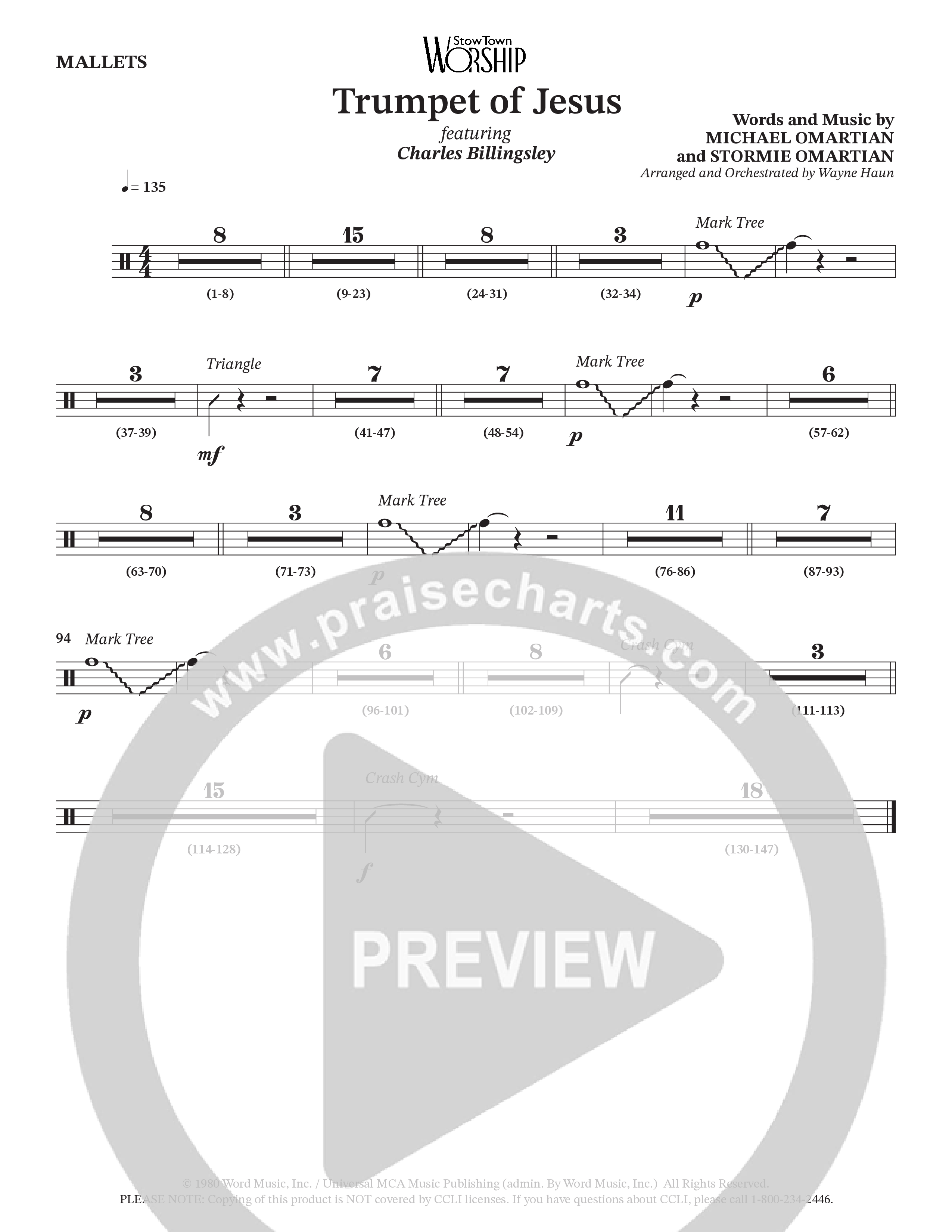 Trumpet Of Jesus (Choral Anthem SATB) Mallets (Charles Billingsley / Russ Taff / Arr. Wayne Haun)