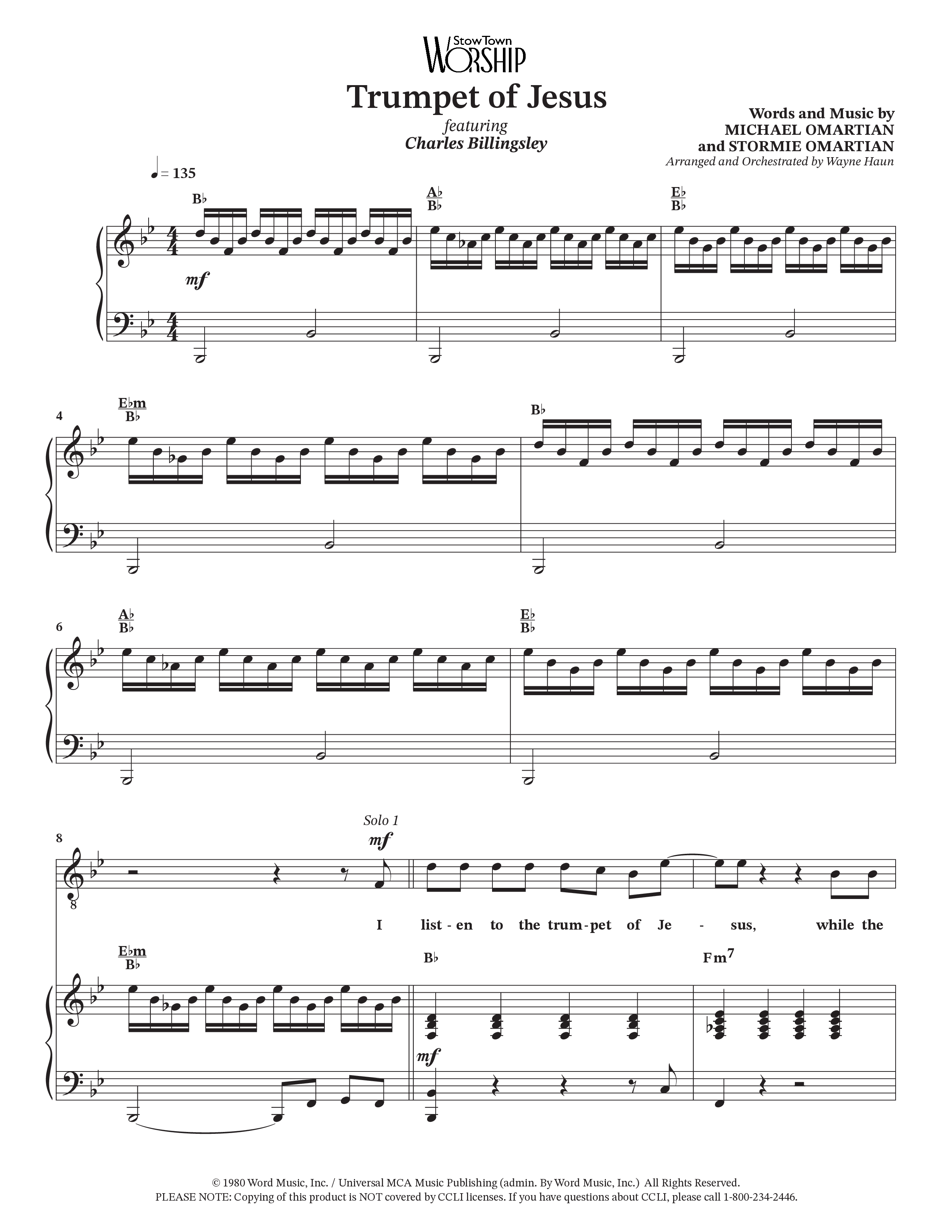 Trumpet Of Jesus (Choral Anthem SATB) Piano/Vocal Pack (Charles Billingsley / Russ Taff / Arr. Wayne Haun)