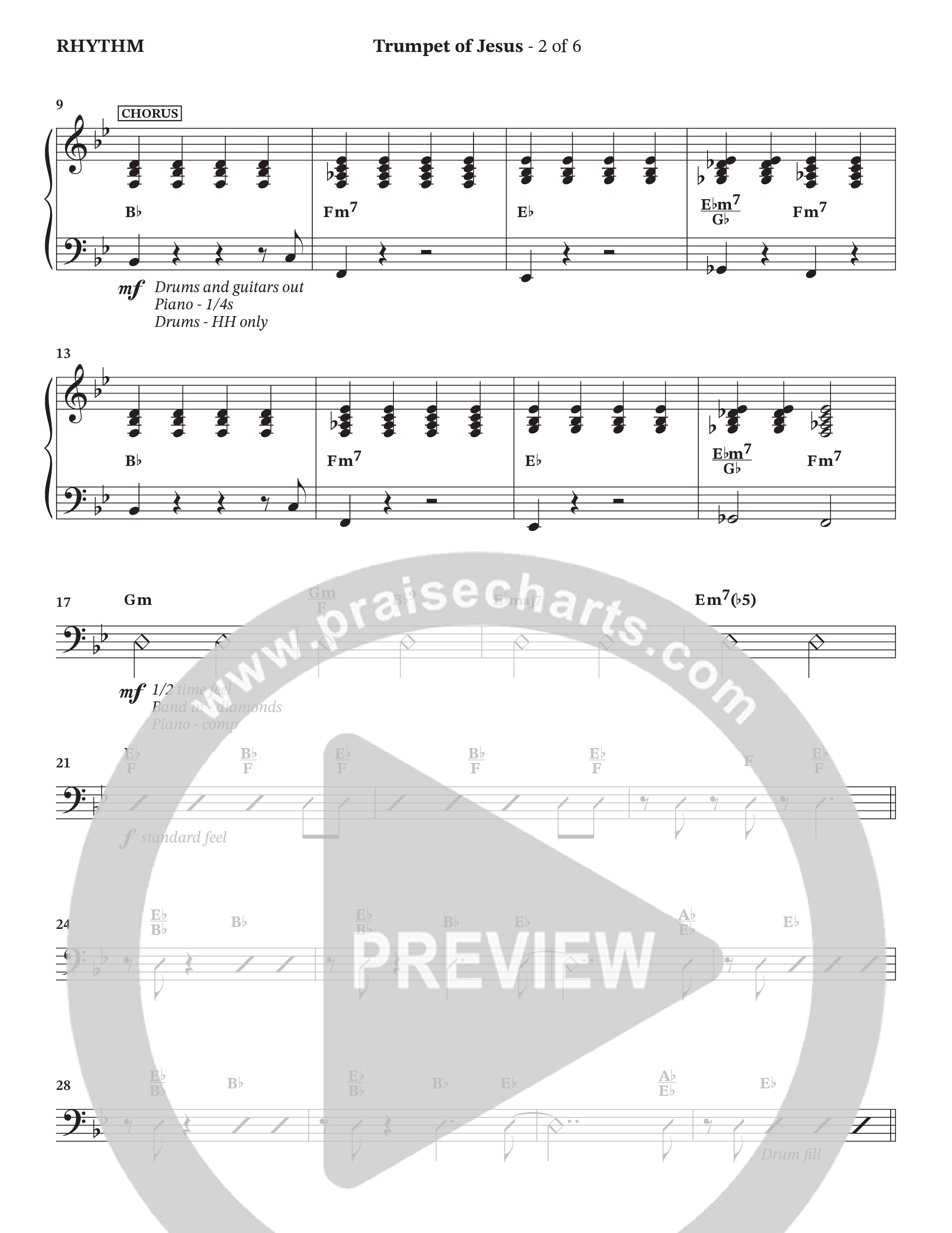 Trumpet Of Jesus (Choral Anthem SATB) Rhythm Chart (Charles Billingsley / Russ Taff / Arr. Wayne Haun)