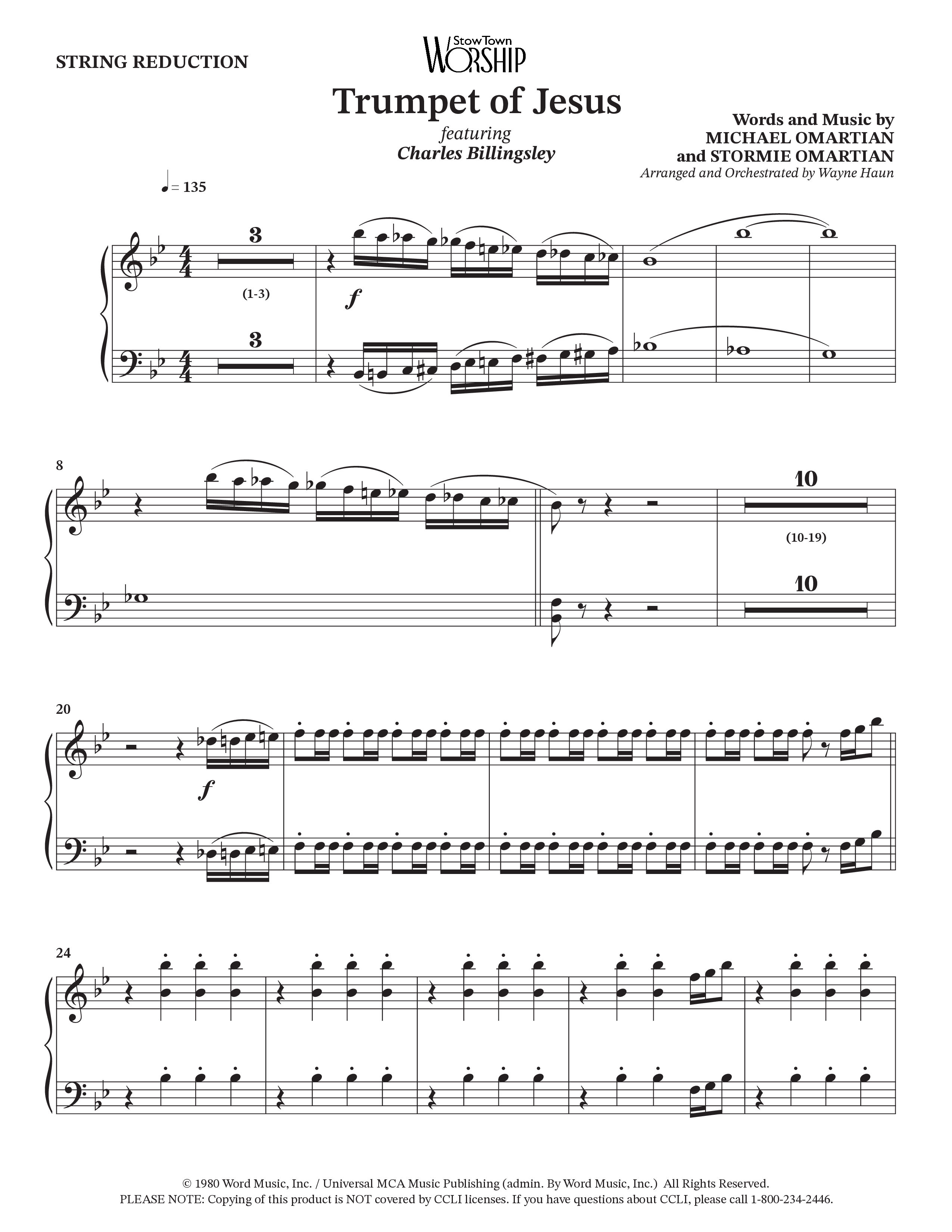 Trumpet Of Jesus (Choral Anthem SATB) String Reduction (Charles Billingsley / Russ Taff / Arr. Wayne Haun)