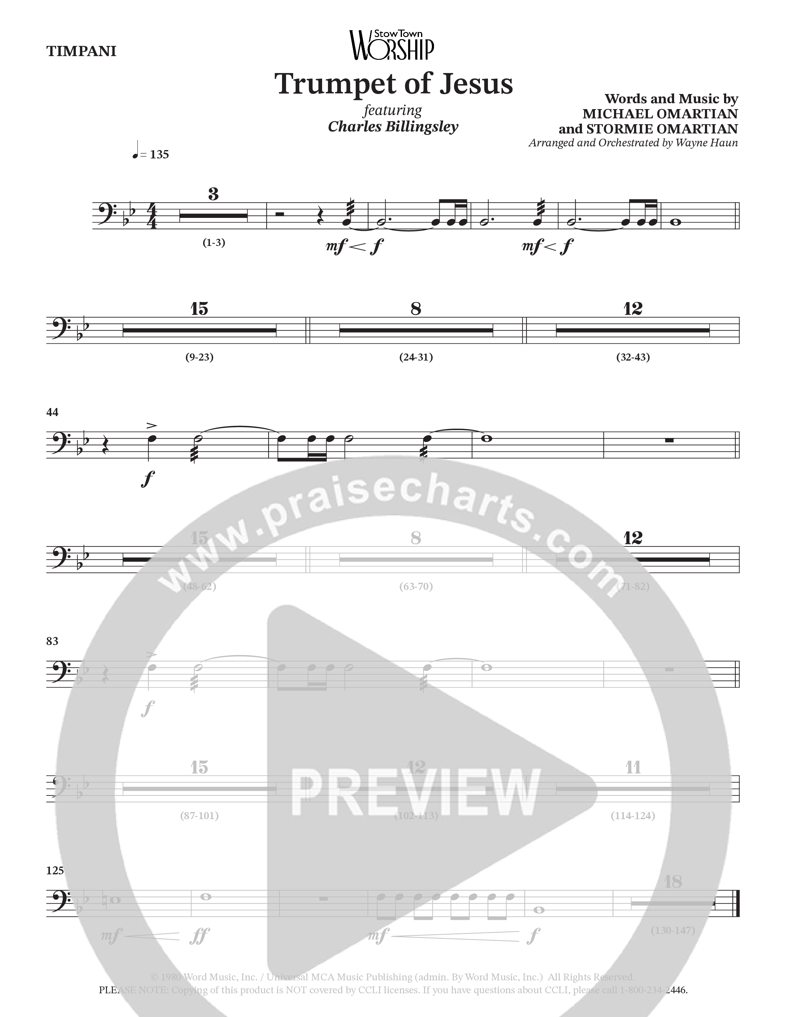 Trumpet Of Jesus (Choral Anthem SATB) Timpani (Charles Billingsley / Russ Taff / Arr. Wayne Haun)