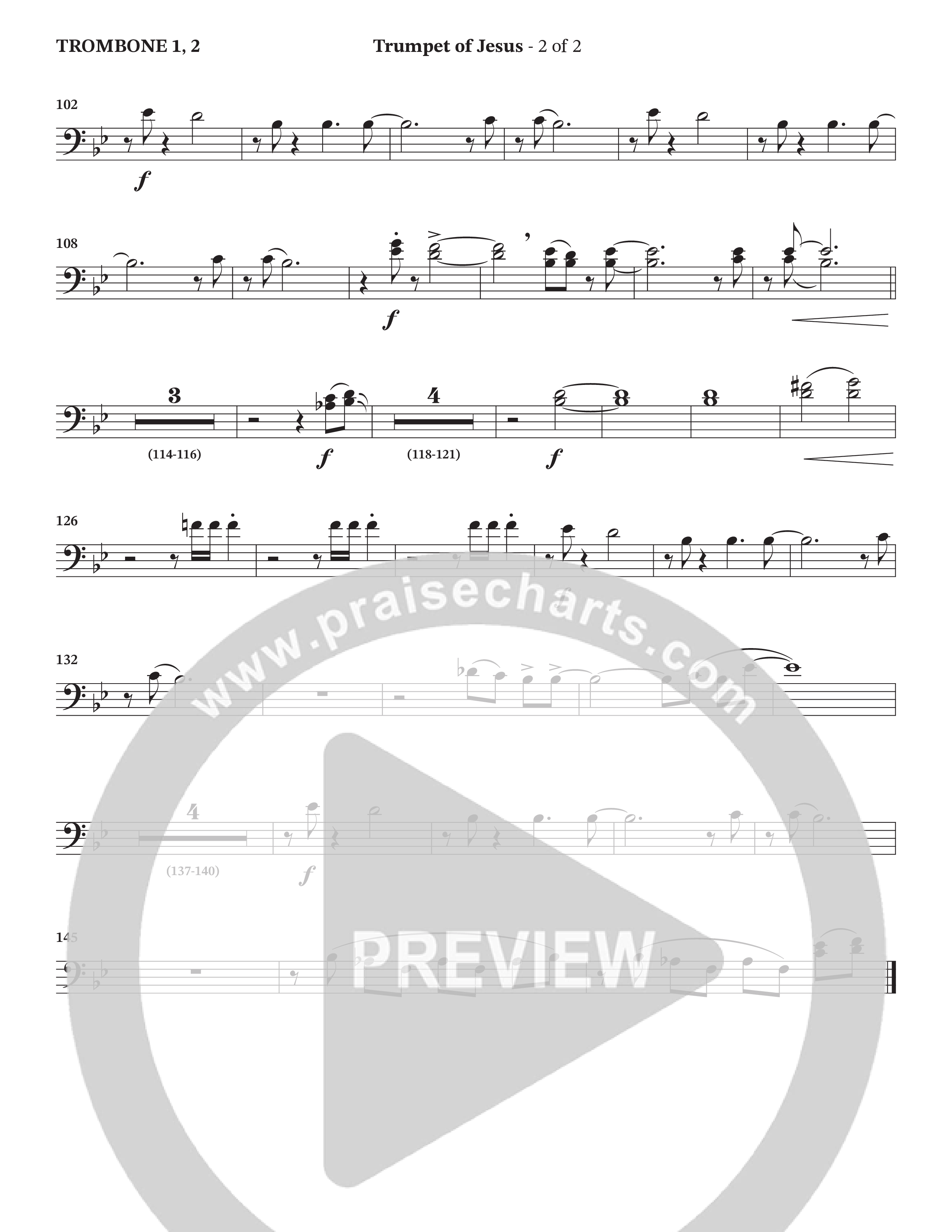 Trumpet Of Jesus (Choral Anthem SATB) Trombone 1/2 (Charles Billingsley / Russ Taff / Arr. Wayne Haun)