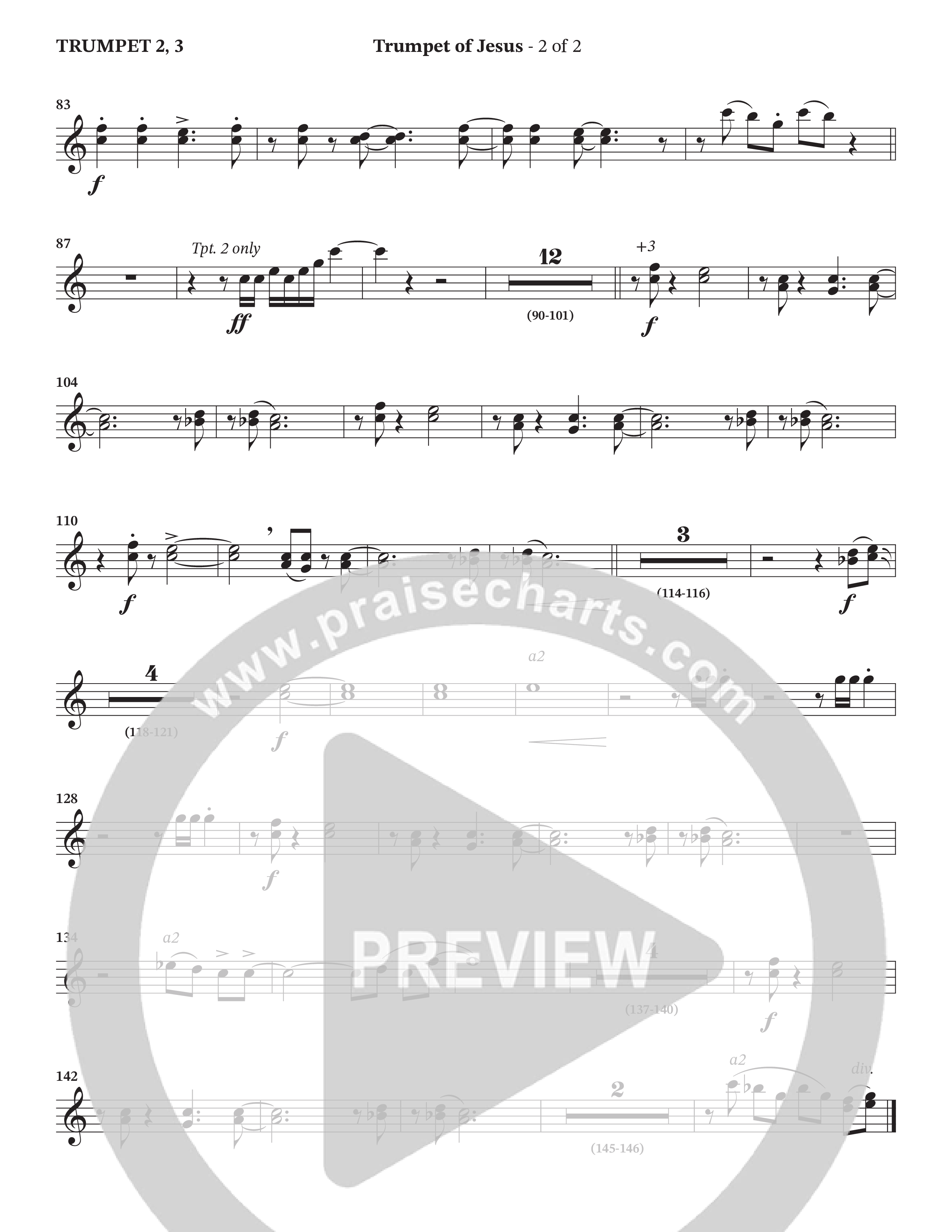Trumpet Of Jesus (Choral Anthem SATB) Trumpet 2/3 (Charles Billingsley / Russ Taff / Arr. Wayne Haun)