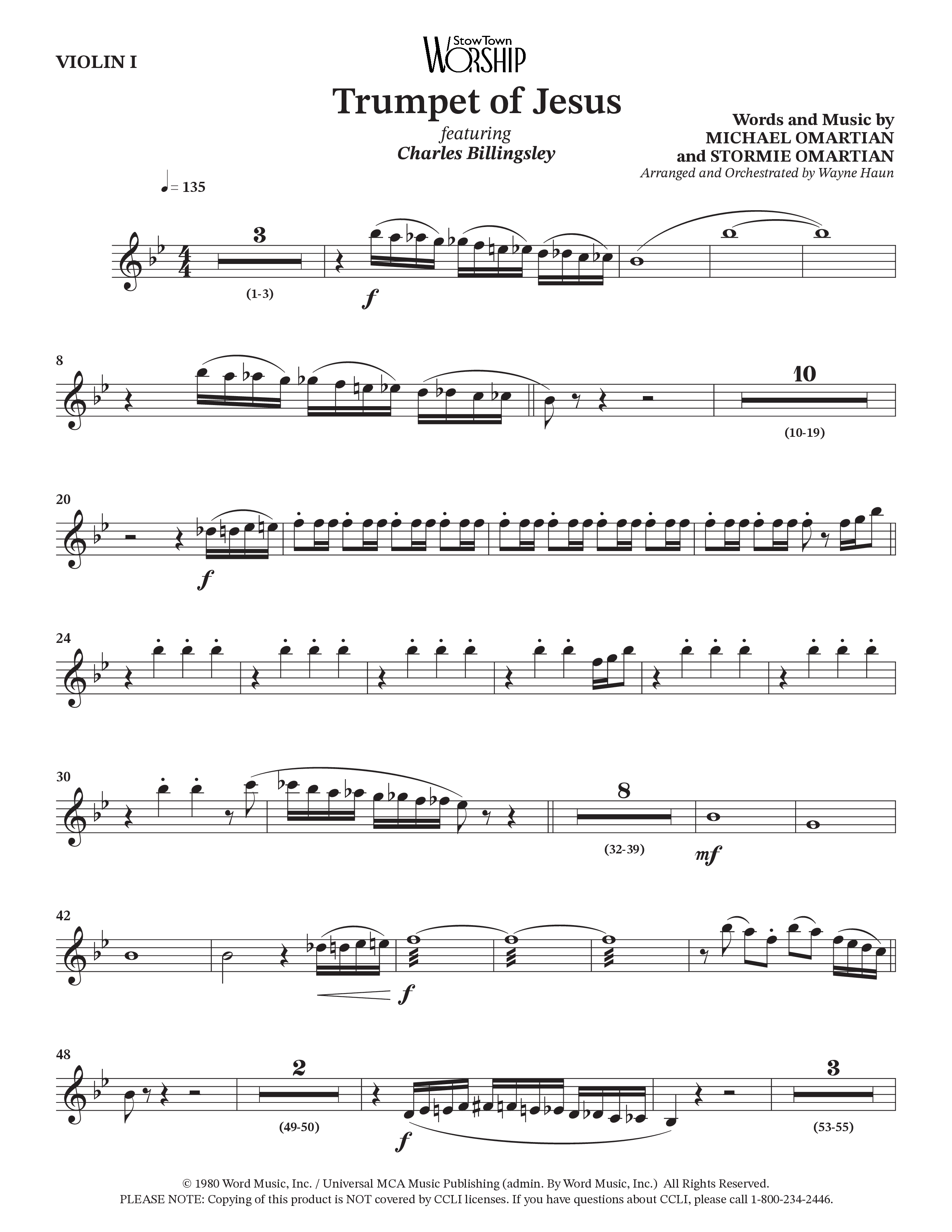 Trumpet Of Jesus (Choral Anthem SATB) String Pack (Charles Billingsley / Russ Taff / Arr. Wayne Haun)