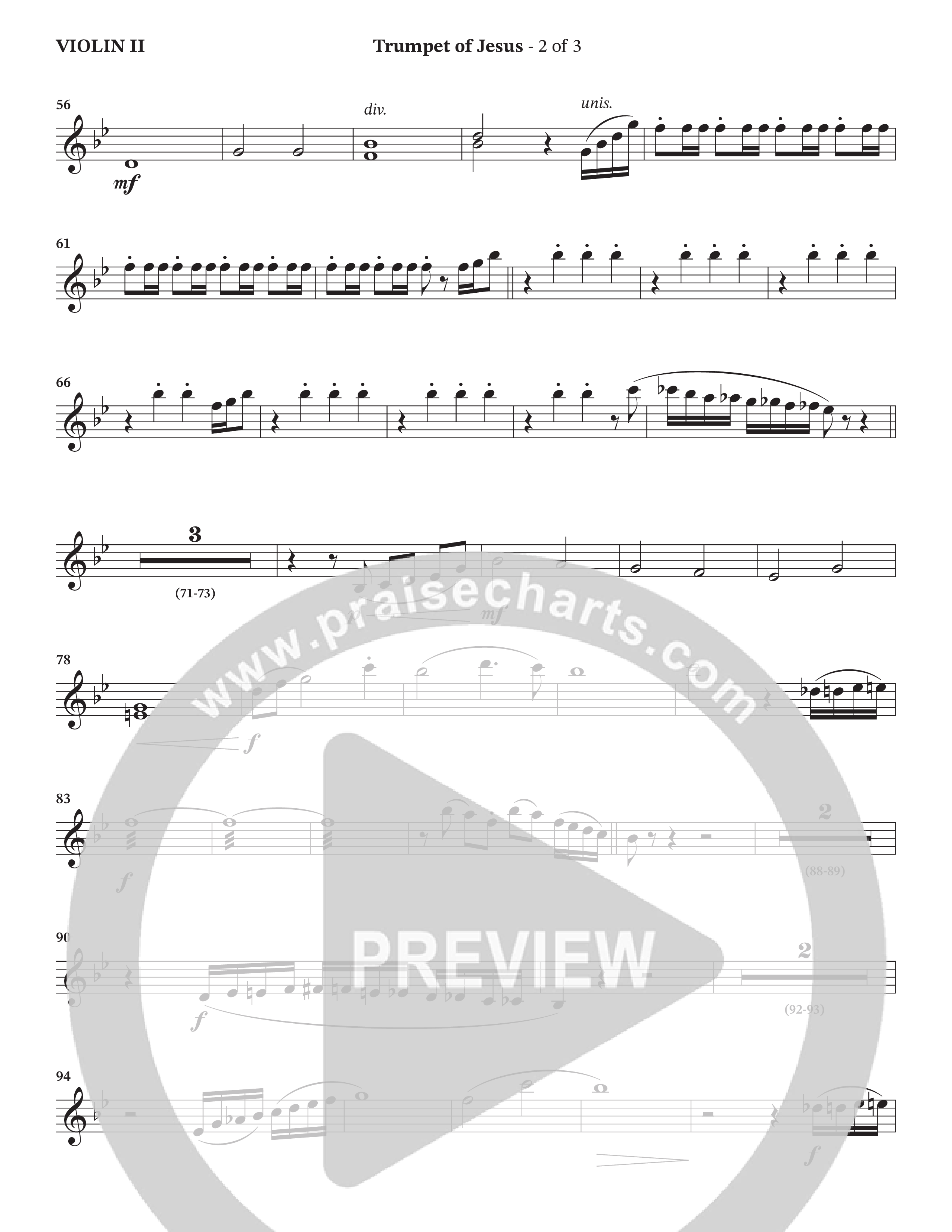 Trumpet Of Jesus (Choral Anthem SATB) Violin 2 (Charles Billingsley / Russ Taff / Arr. Wayne Haun)