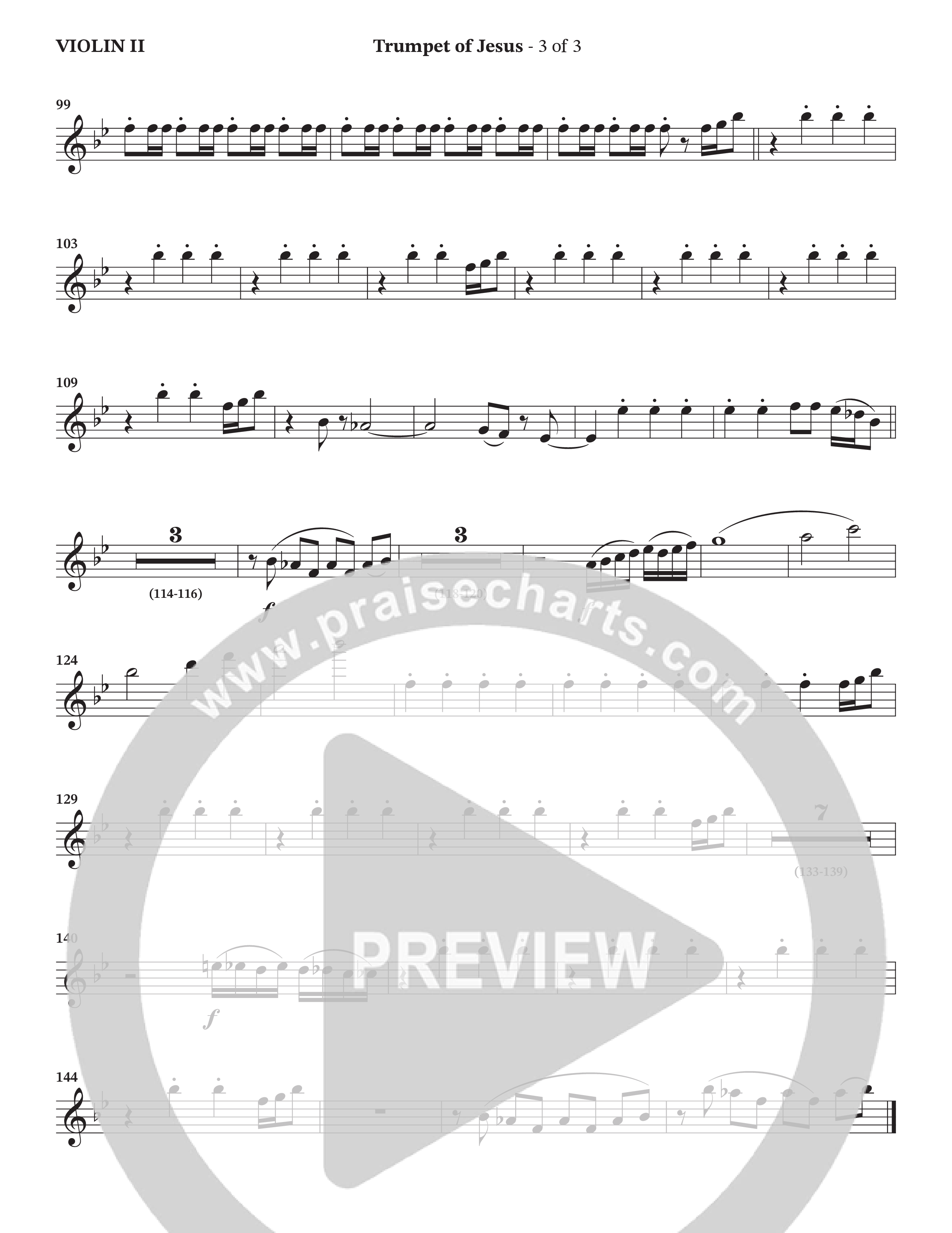 Trumpet Of Jesus (Choral Anthem SATB) Violin 2 (Charles Billingsley / Russ Taff / Arr. Wayne Haun)