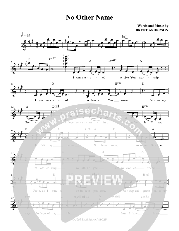 No Other Name Lead Sheet (Brent Anderson)