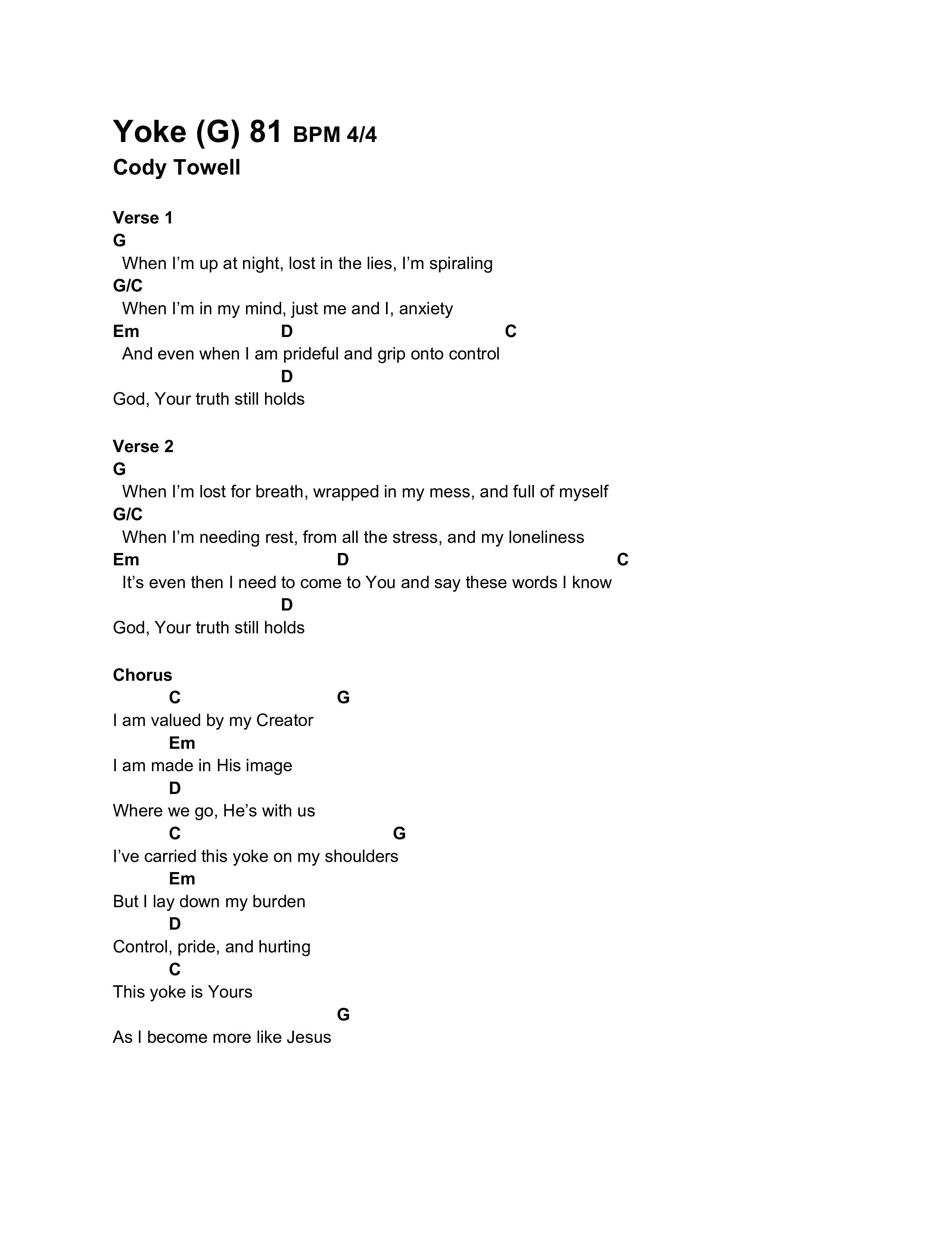 Yoke Chord Chart (Cody Towell)