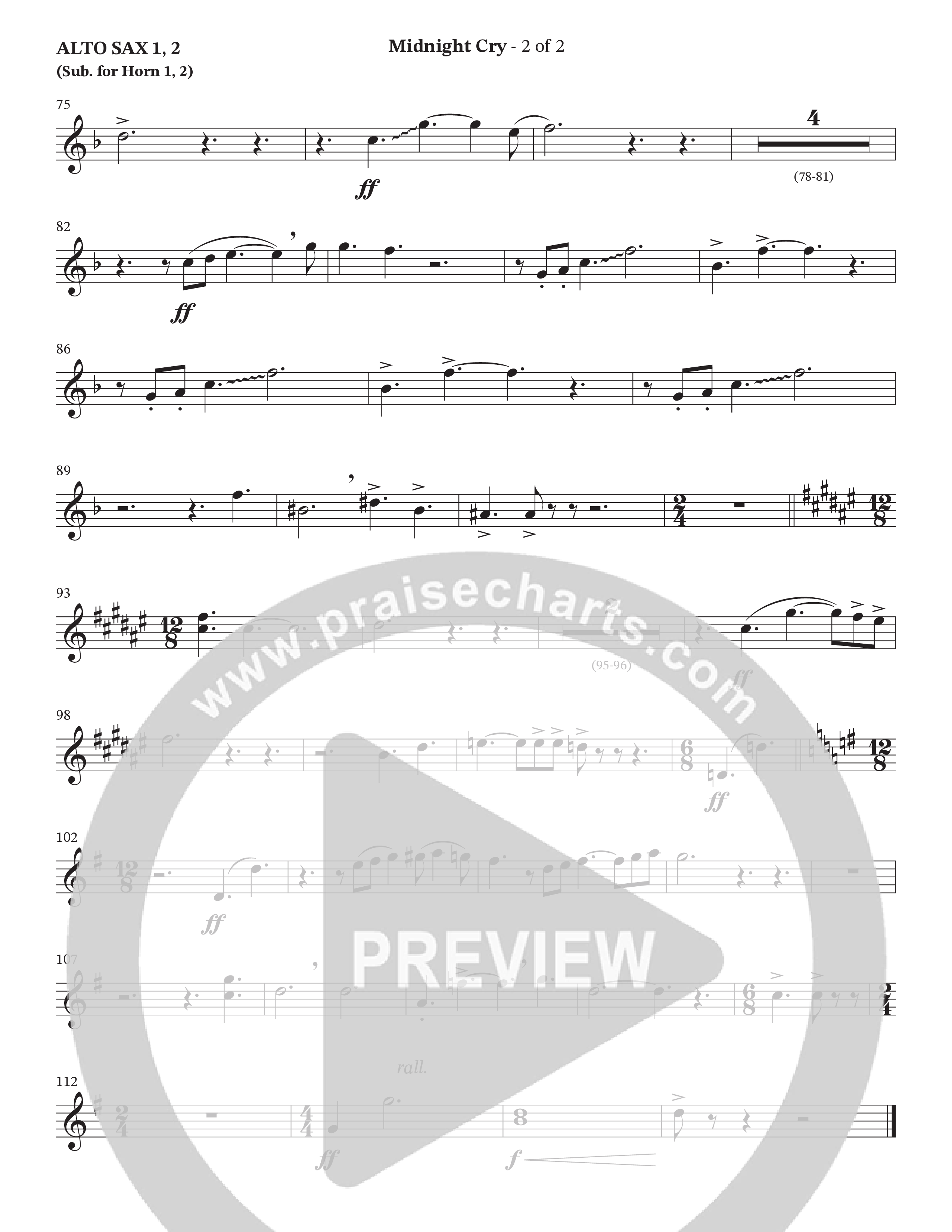 Midnight Cry (Choral Anthem SATB) Alto Sax 1/2 (Charles Billingsley / Arr. Wayne Haun)