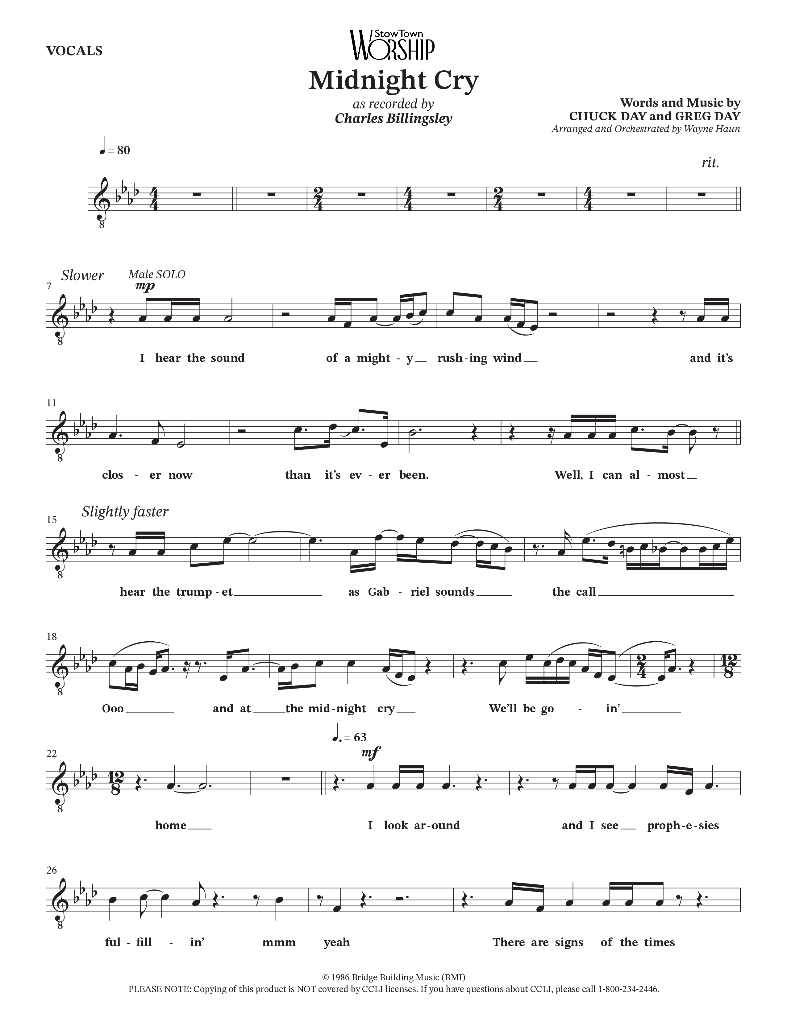 Midnight Cry (Choral Anthem SATB) Choir Sheet (Charles Billingsley / Arr. Wayne Haun)