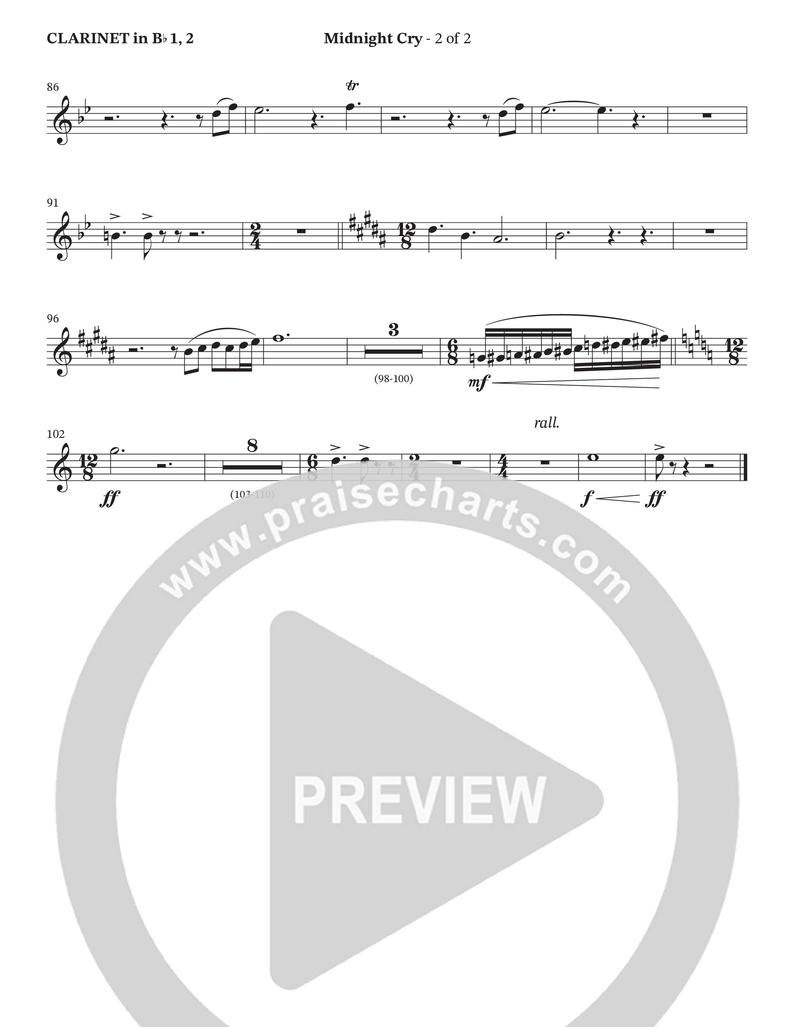 Midnight Cry (Choral Anthem SATB) Clarinet 1/2 (Charles Billingsley / Arr. Wayne Haun)