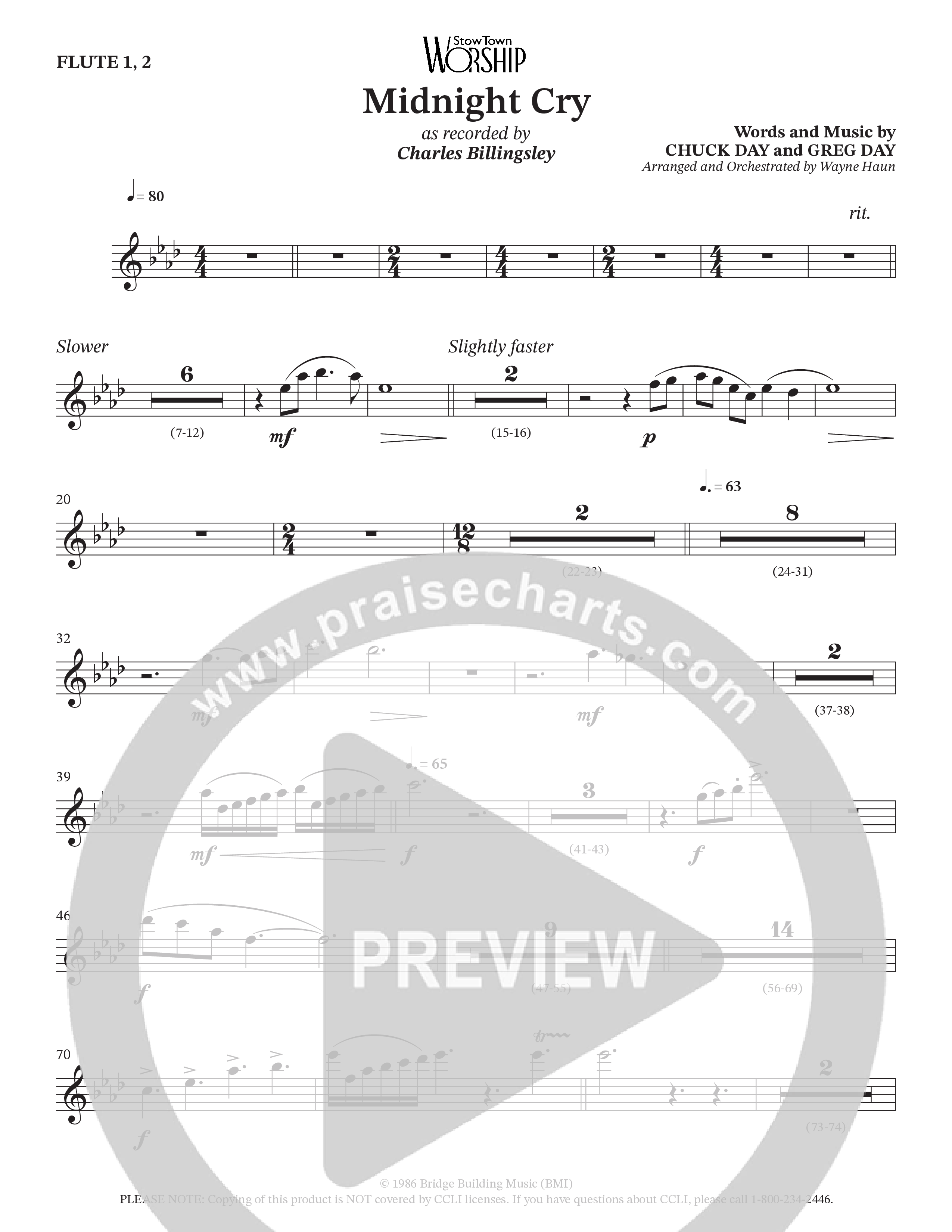Midnight Cry (Choral Anthem SATB) Flute 1/2 (Charles Billingsley / Arr. Wayne Haun)