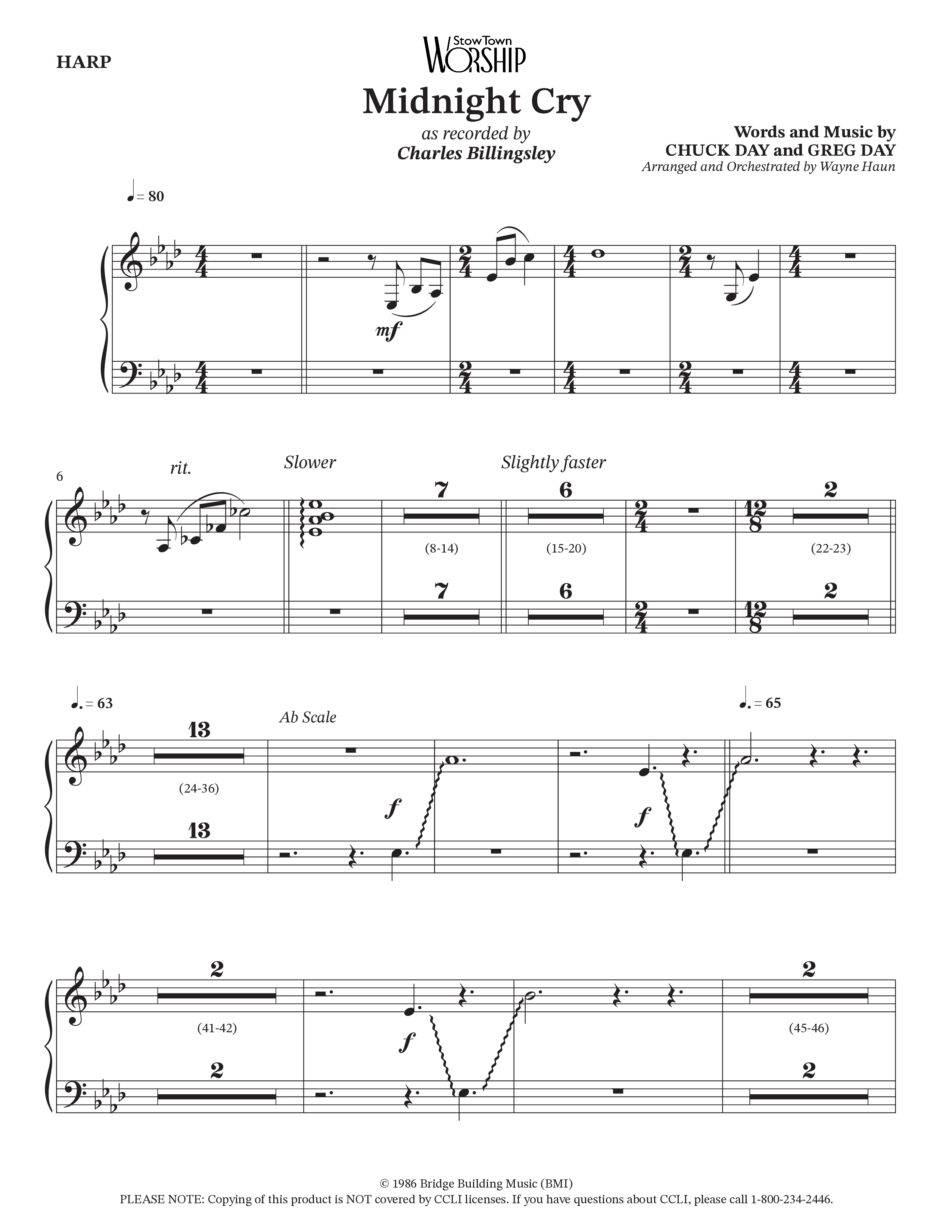 Midnight Cry (Choral Anthem SATB) Harp (Charles Billingsley / Arr. Wayne Haun)