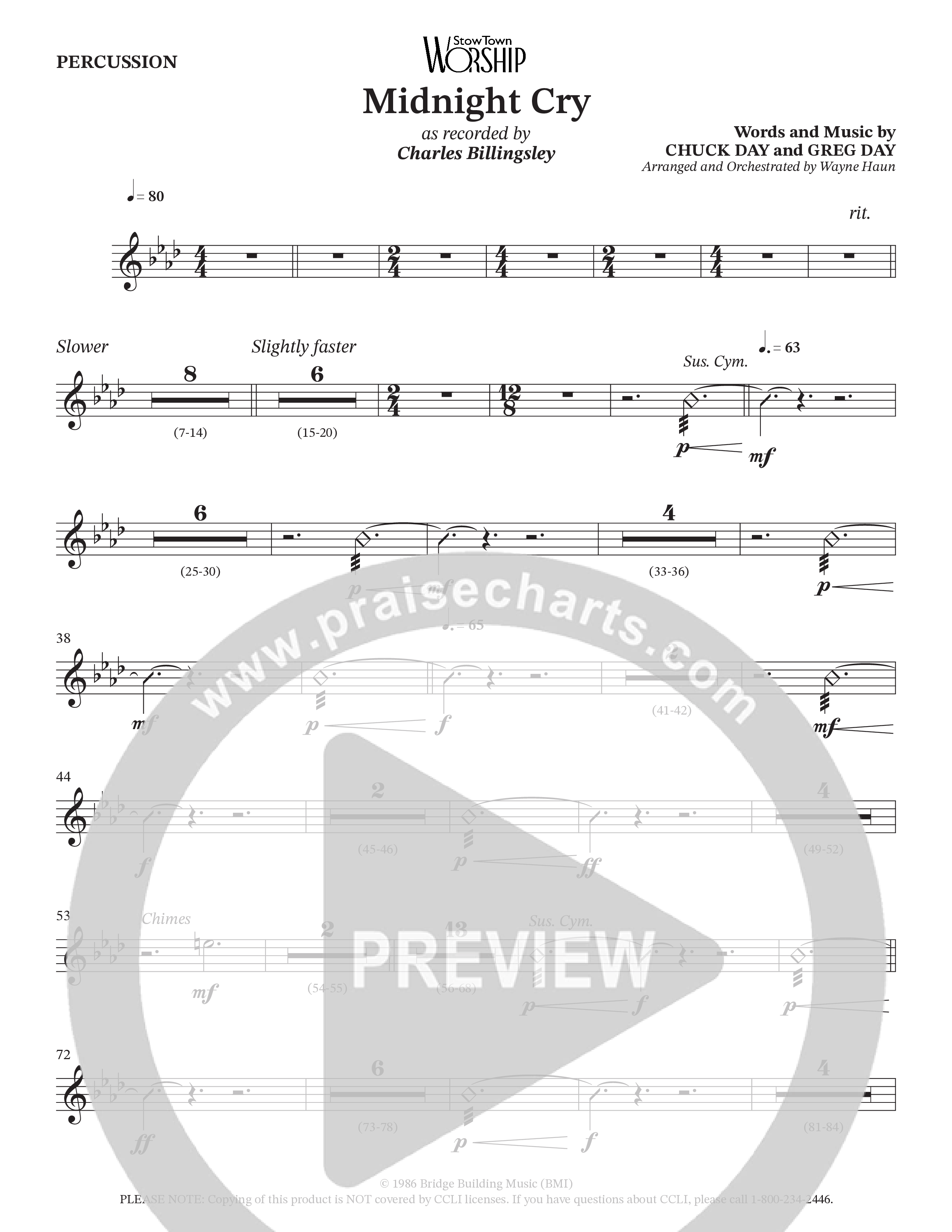 Midnight Cry (Choral Anthem SATB) Percussion (Charles Billingsley / Arr. Wayne Haun)