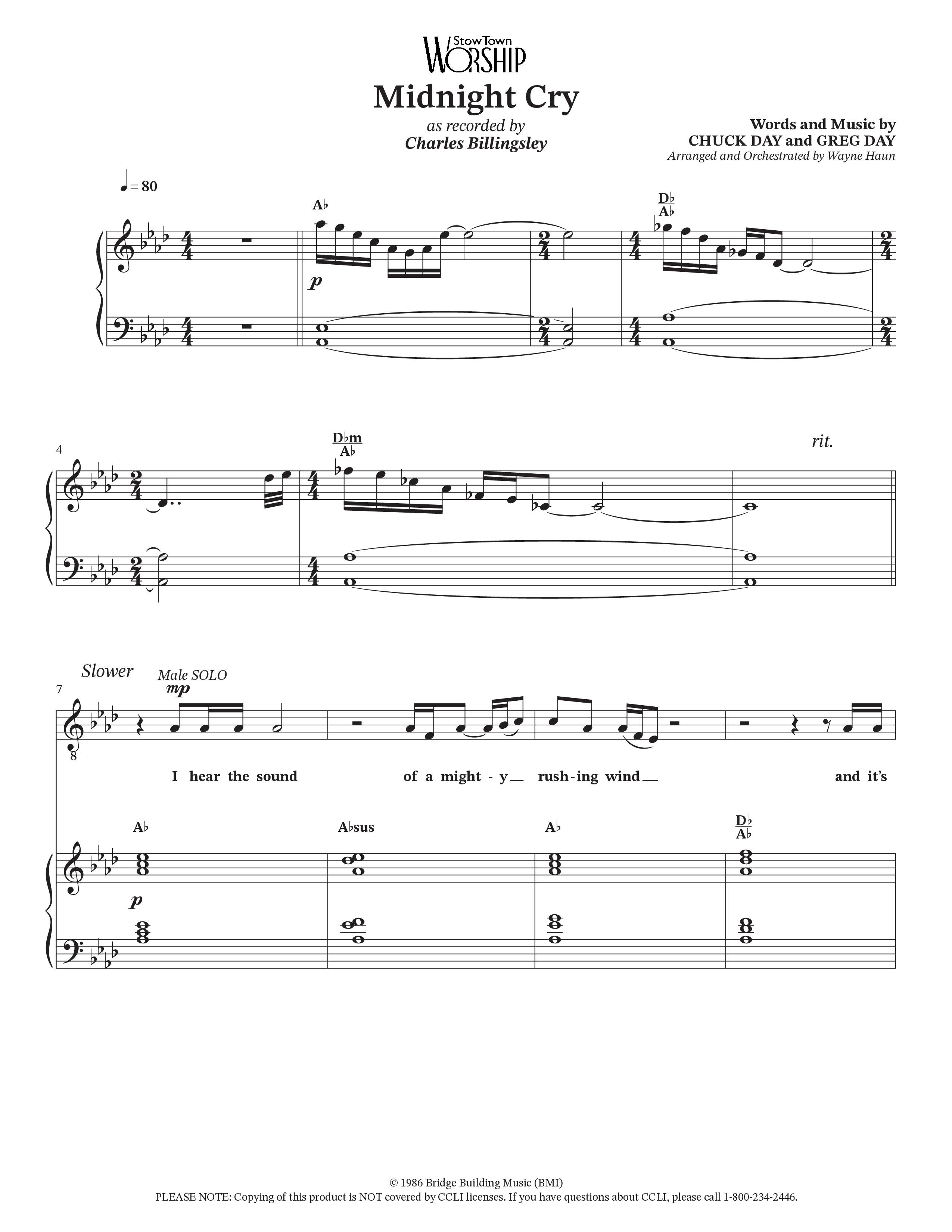 Midnight Cry (Choral Anthem SATB) Piano/Vocal Pack (Charles Billingsley / Arr. Wayne Haun)