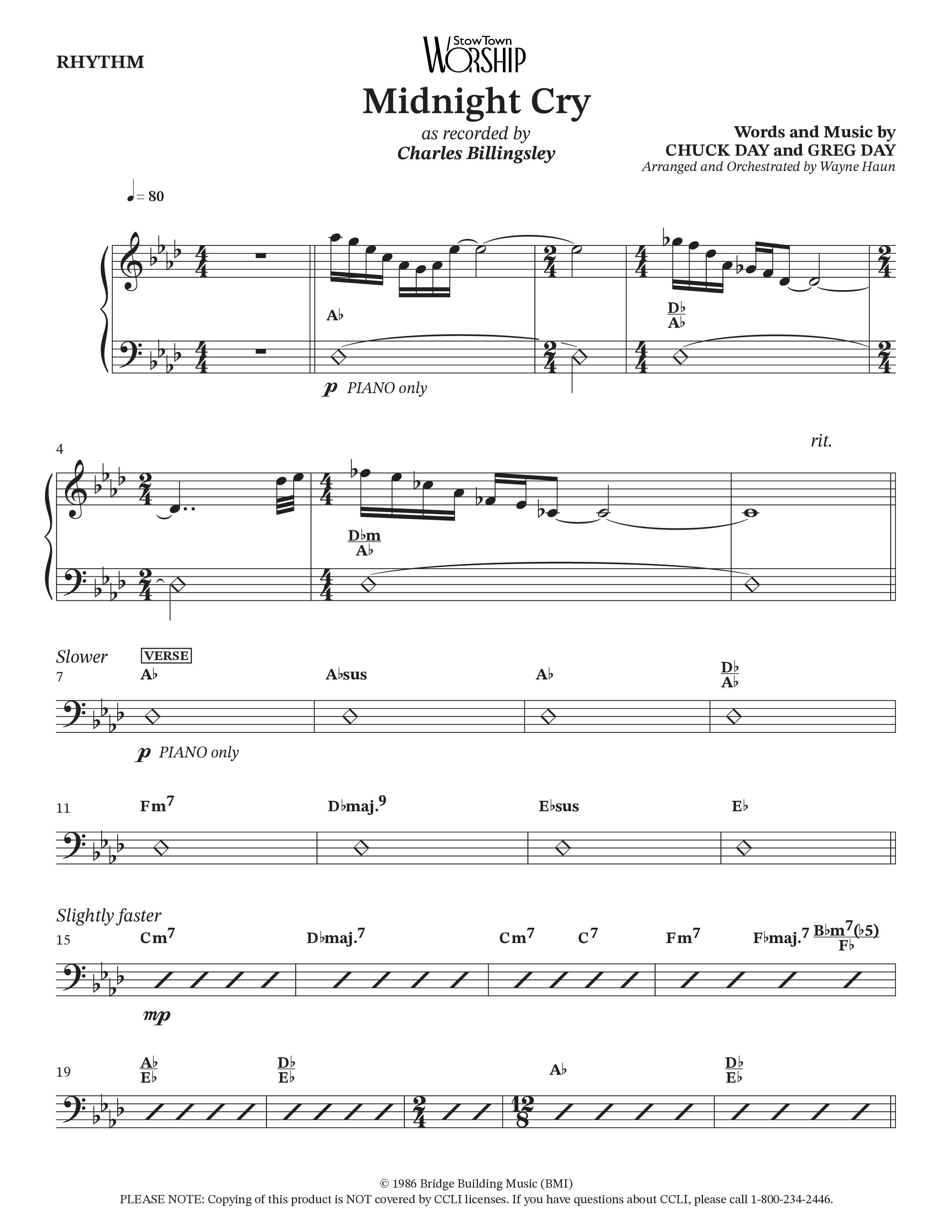 Midnight Cry (Choral Anthem SATB) Rhythm Chart (Charles Billingsley / Arr. Wayne Haun)