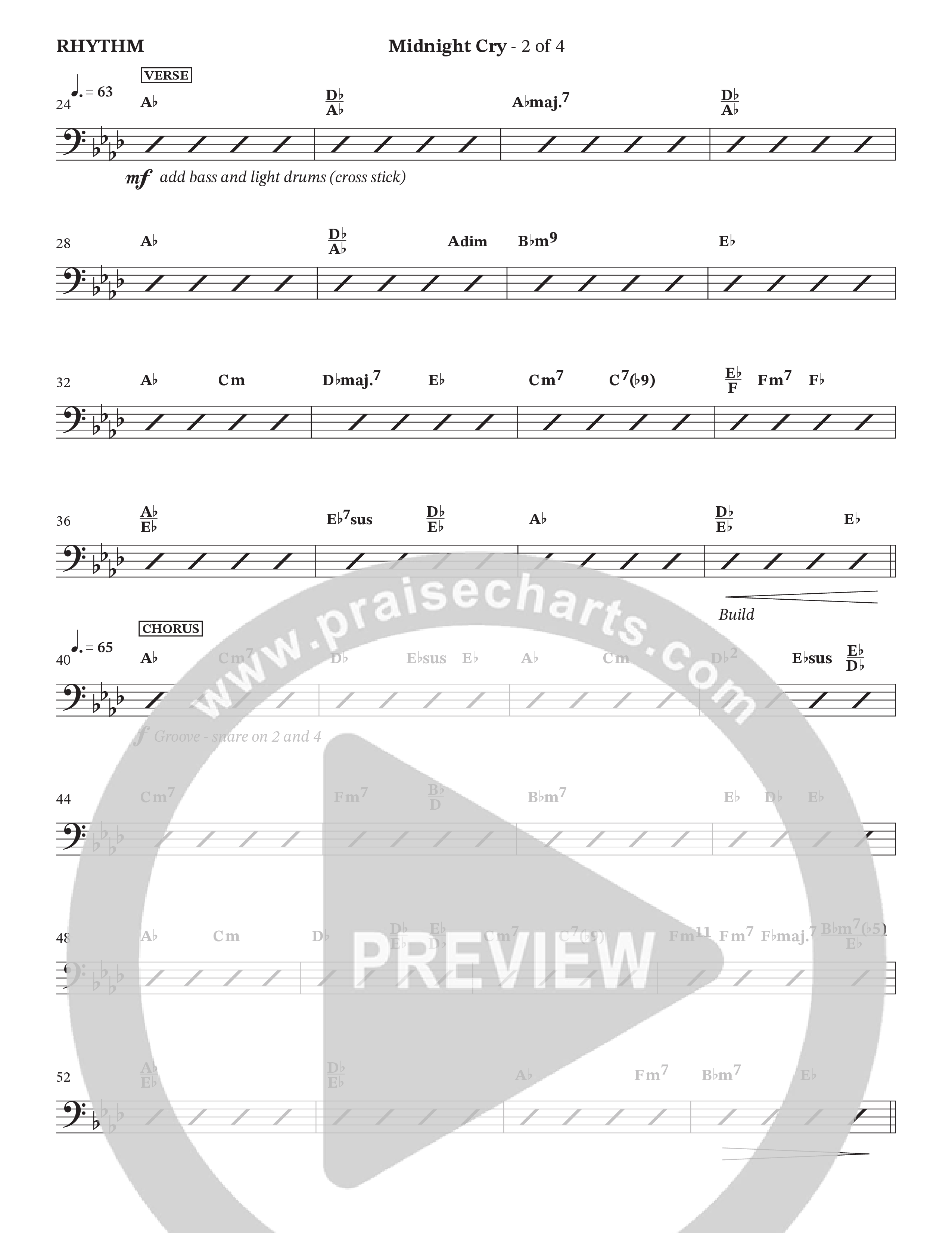 Midnight Cry (Choral Anthem SATB) Rhythm Chart (Charles Billingsley / Arr. Wayne Haun)