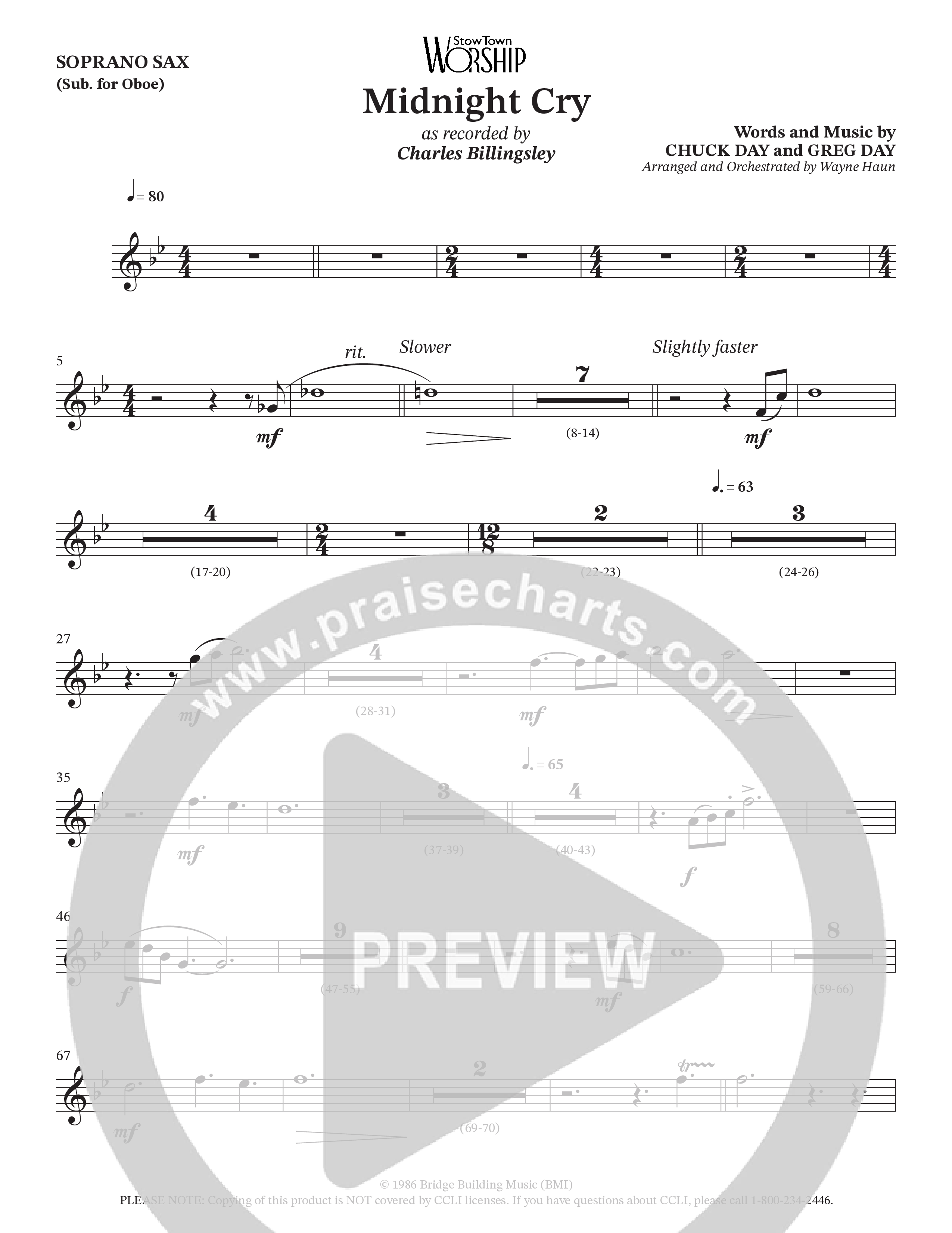 Midnight Cry (Choral Anthem SATB) Soprano Sax (Charles Billingsley / Arr. Wayne Haun)