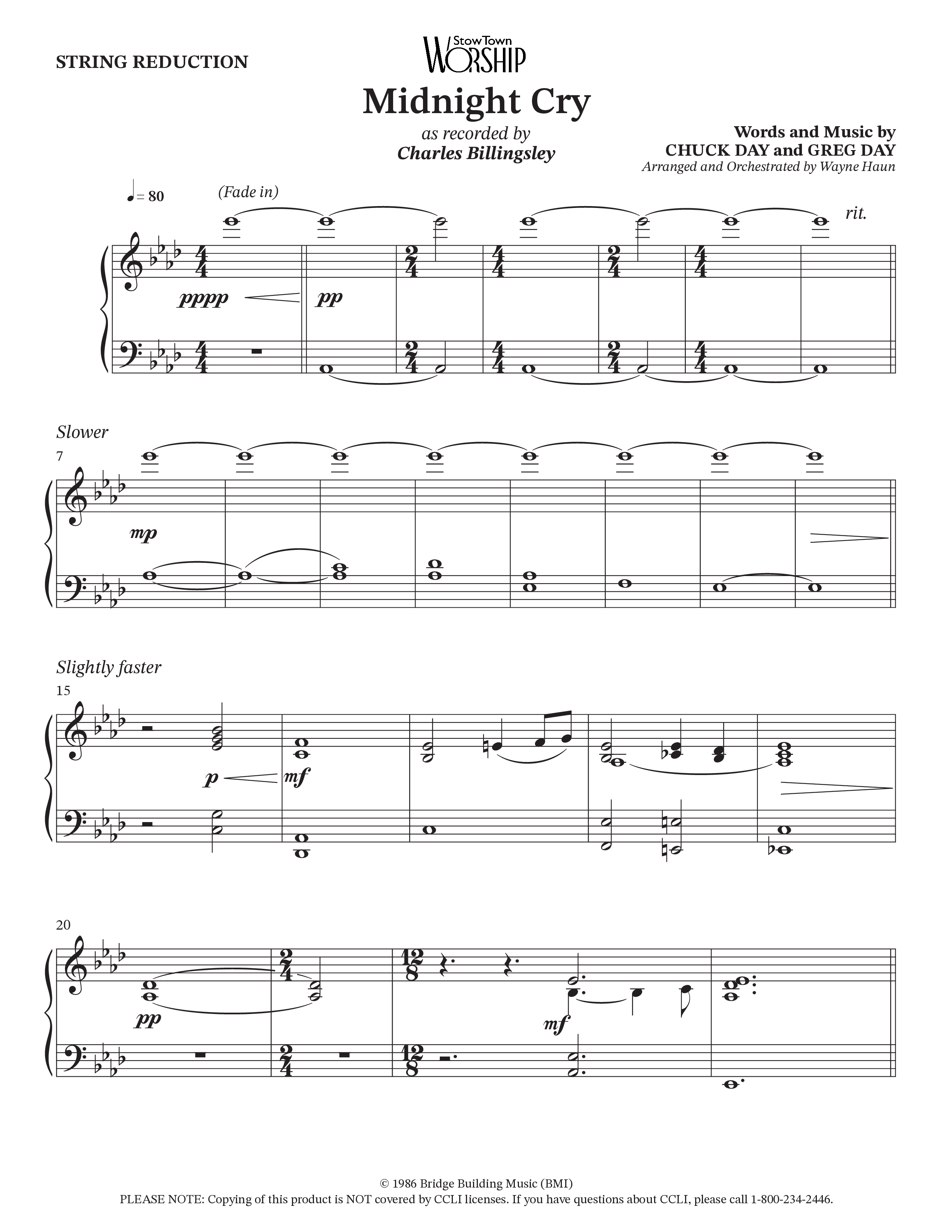 Midnight Cry (Choral Anthem SATB) String Reduction (Charles Billingsley / Arr. Wayne Haun)