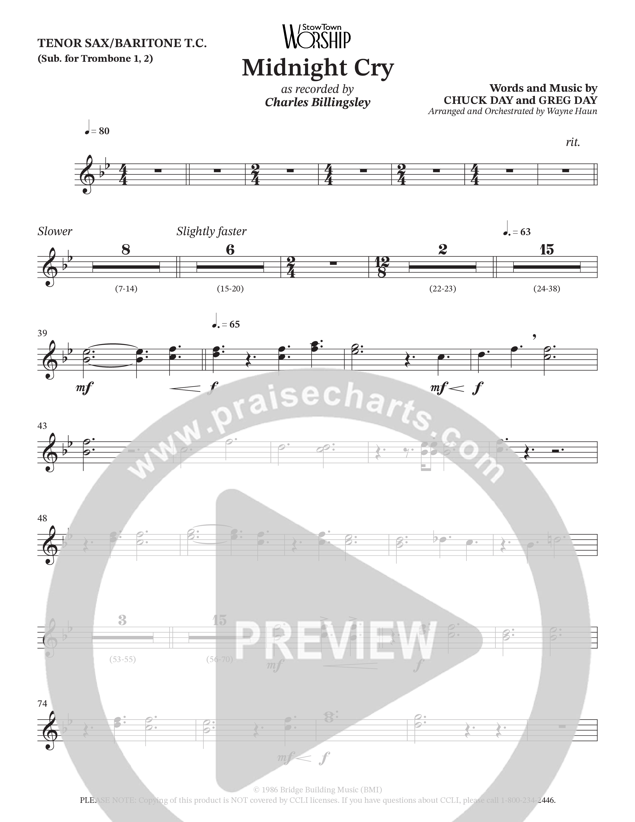 Midnight Cry (Choral Anthem SATB) Tenor Sax/Baritone T.C. (Charles Billingsley / Arr. Wayne Haun)
