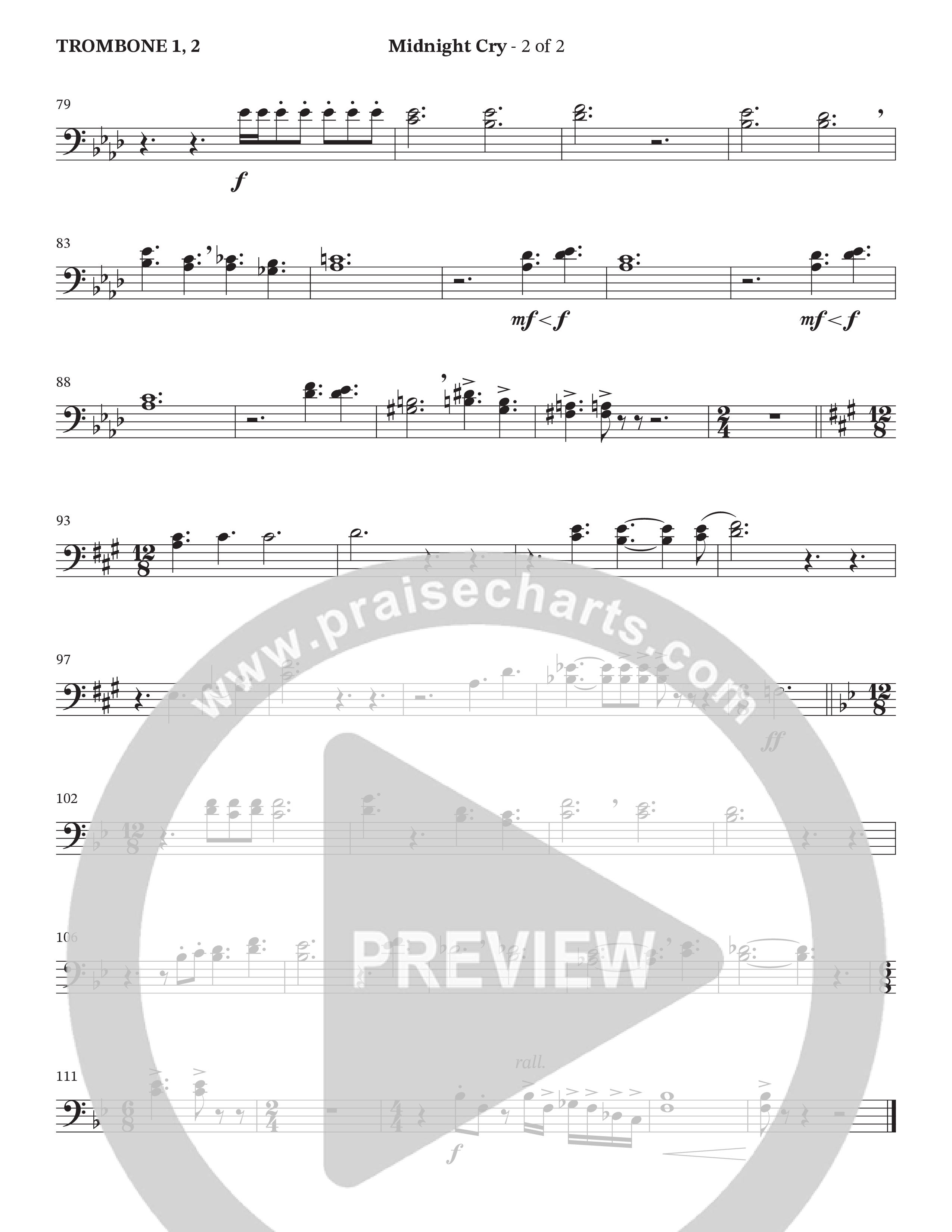 Midnight Cry (Choral Anthem SATB) Trombone 1/2 (Charles Billingsley / Arr. Wayne Haun)