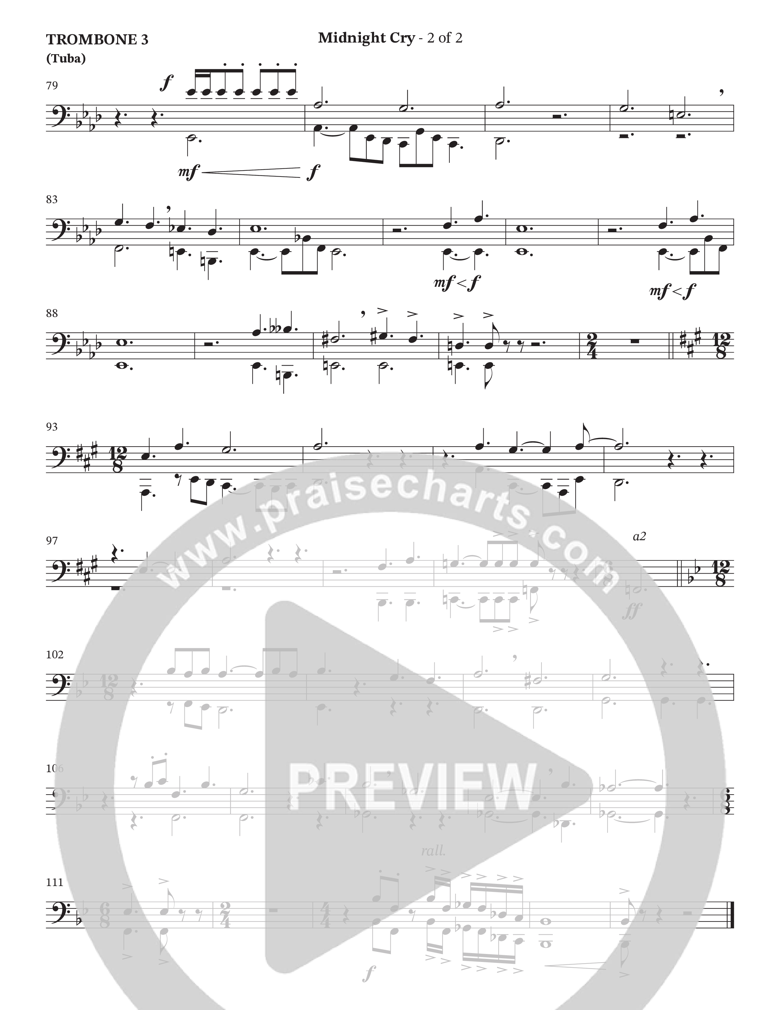 Midnight Cry (Choral Anthem SATB) Trombone 3/Tuba (Charles Billingsley / Arr. Wayne Haun)